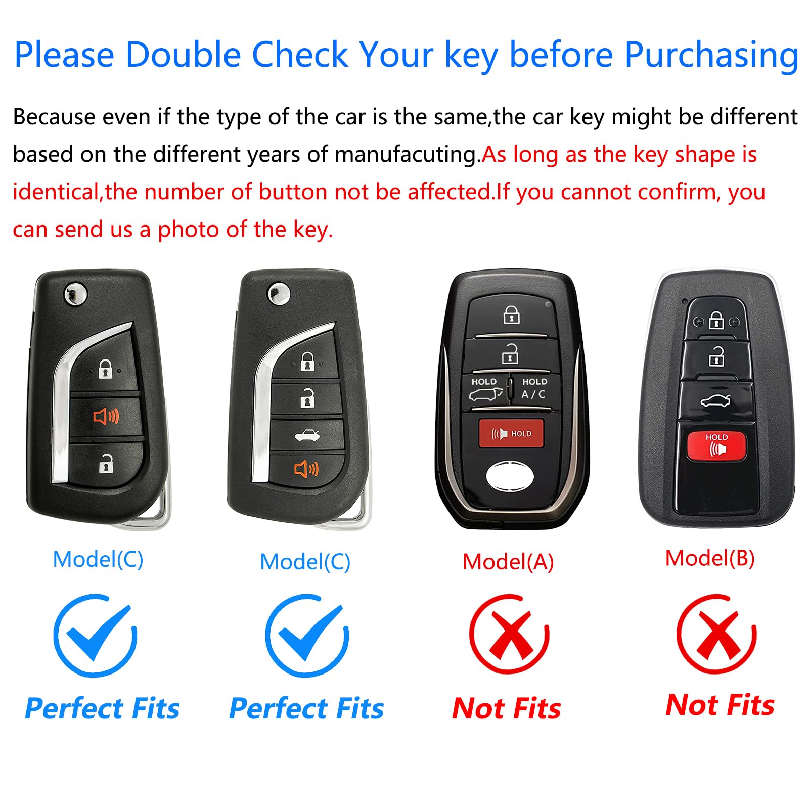 Ocezbiis For Toyota Key Fob Cover,Keychain,Zinc Alloy Protection Car Key Case For Fortuner Tundra Rav4 Highlander Camry Corolla