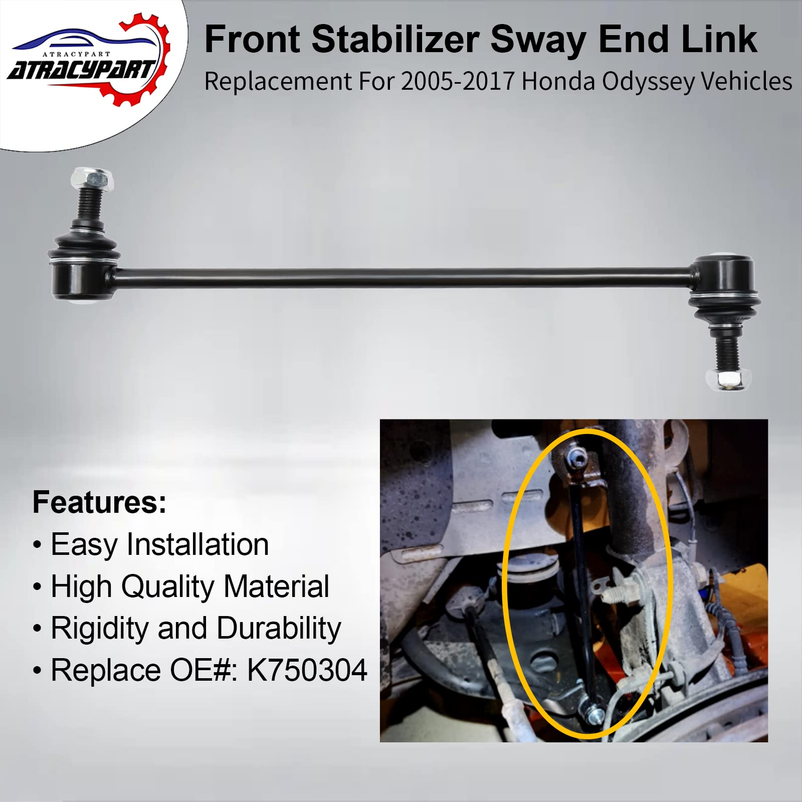 Sway Bar Front Stabilizer Bar End Link For Honda Odyssey 2005-2017 K750304 Reduce The Noise - Keep Steady Driving 2Pc