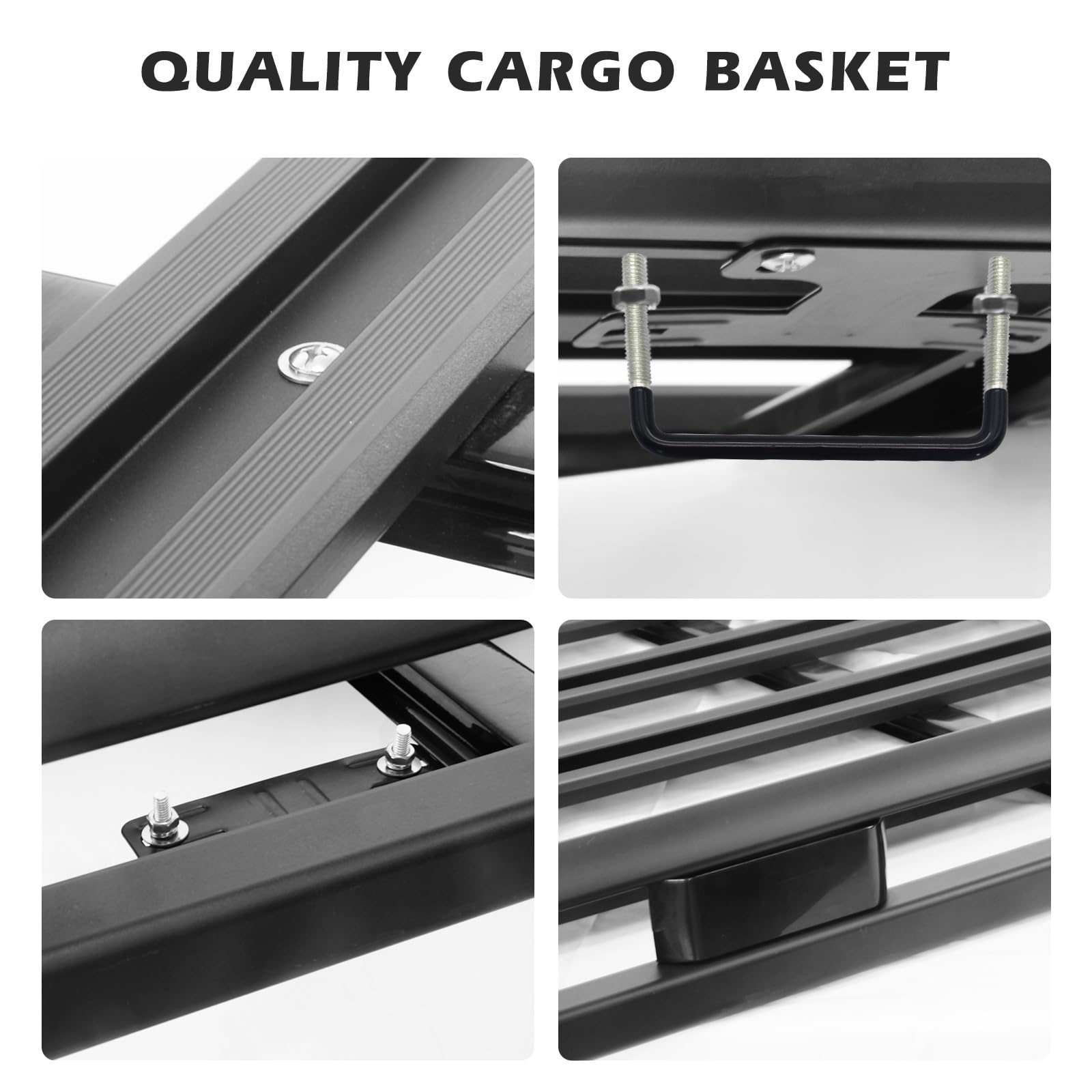Updated Roof Rack Cargo Basket Carrier, 63'' x 38'' Aluminum Alloy Luggage Holder for SUV, Truck, Car - Universal Design with 15