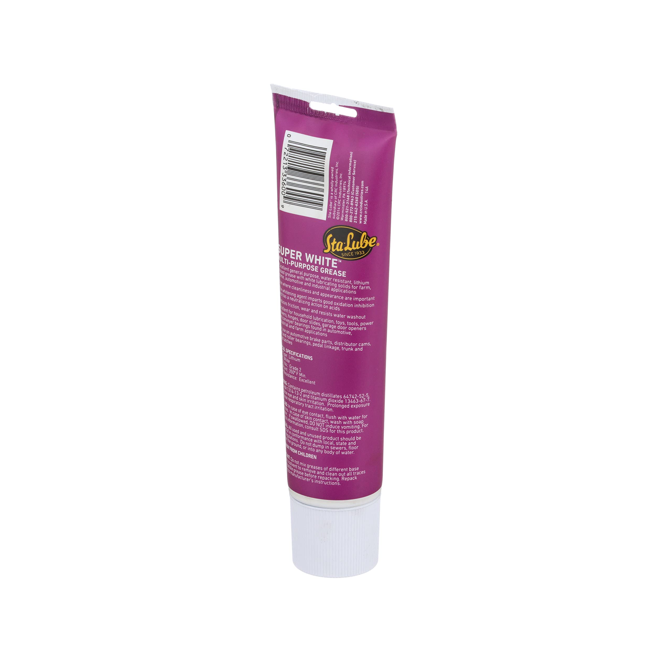 CRC SL3660 Super White Lithium Grease - Multi-Purpose, 10 Oz Tube
