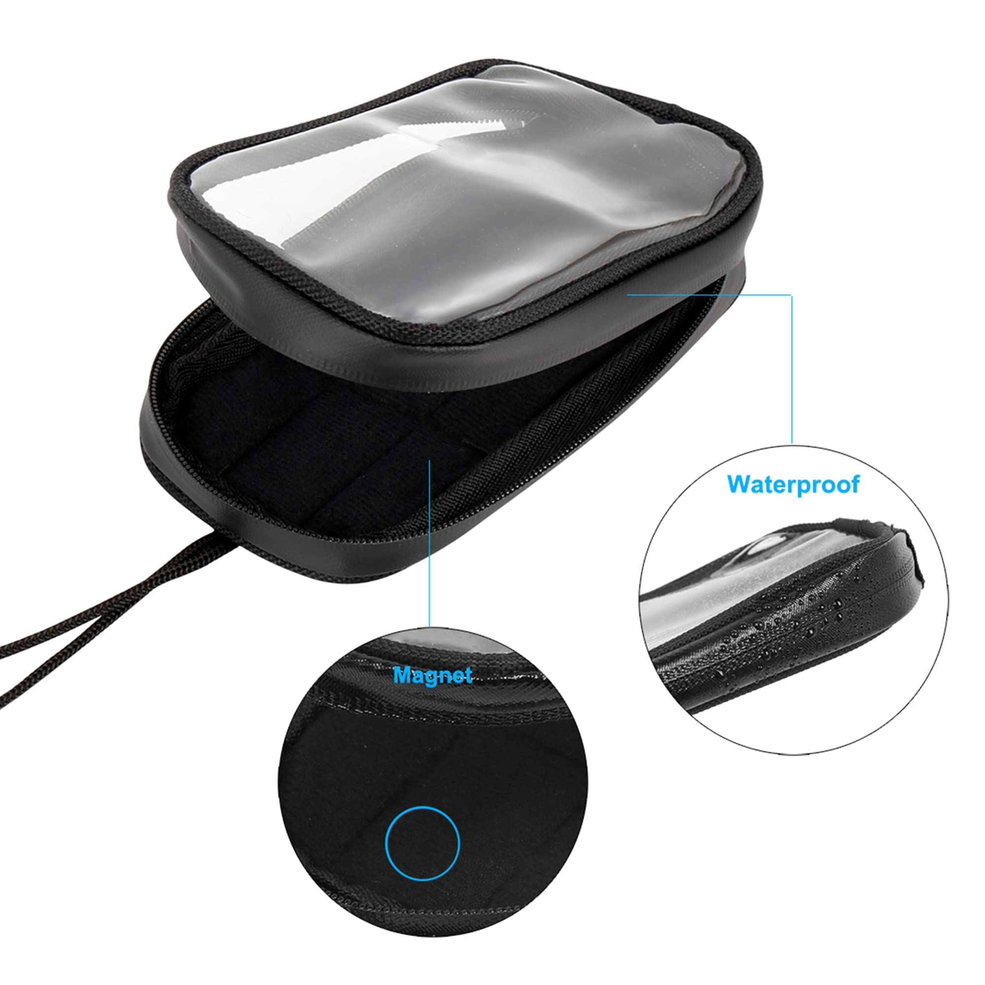 X AUTOHAUX Universal 7 Inch Magnetic Tank Bag Phone Holder Case Saddlebag Faux Leather Waterproof for Motorbike