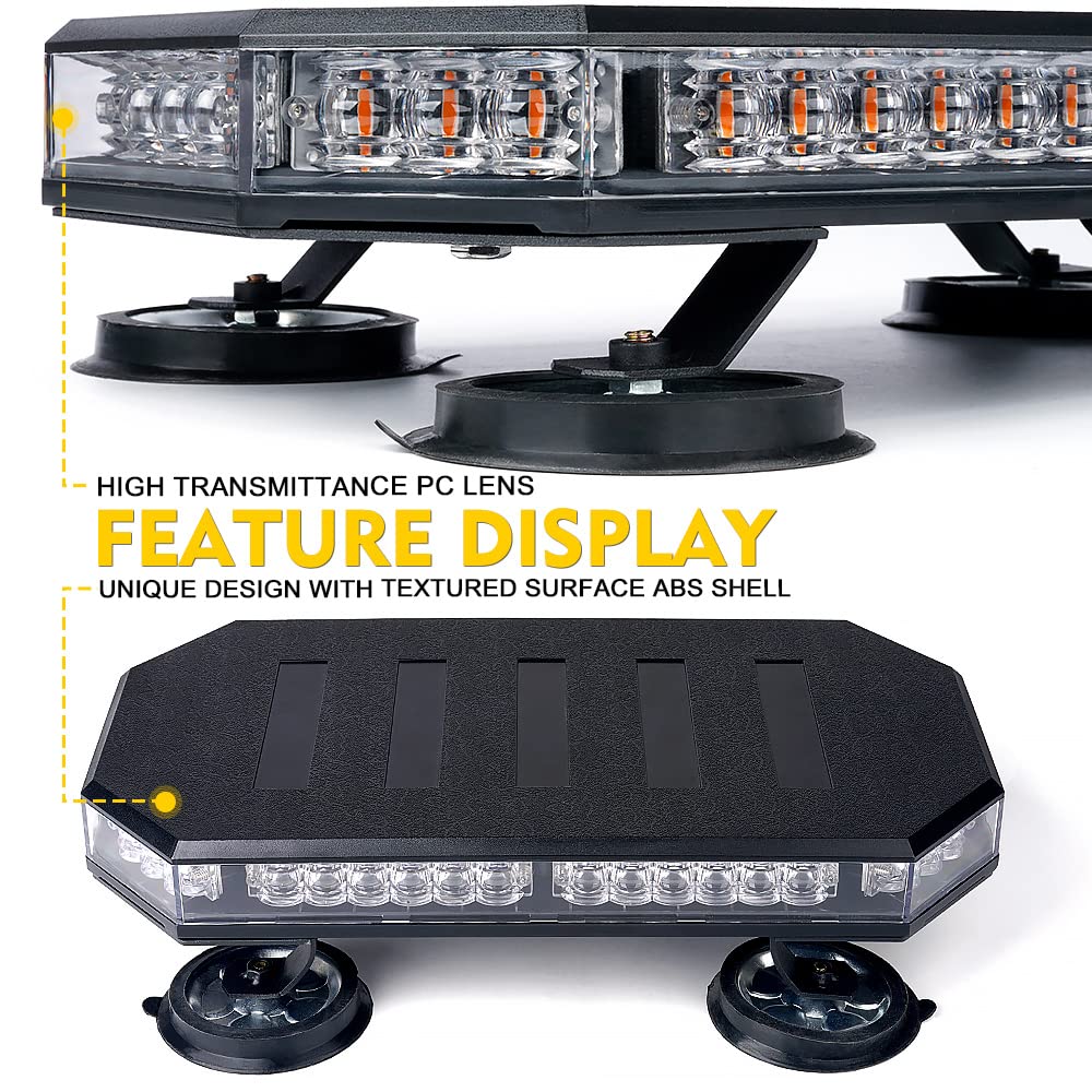 LUMENIX 42" LED Rooftop Strobe Beacon Light Bar, Amber High Bright Hazard Warning for Vehicles, Tow Trucks, Snowplows