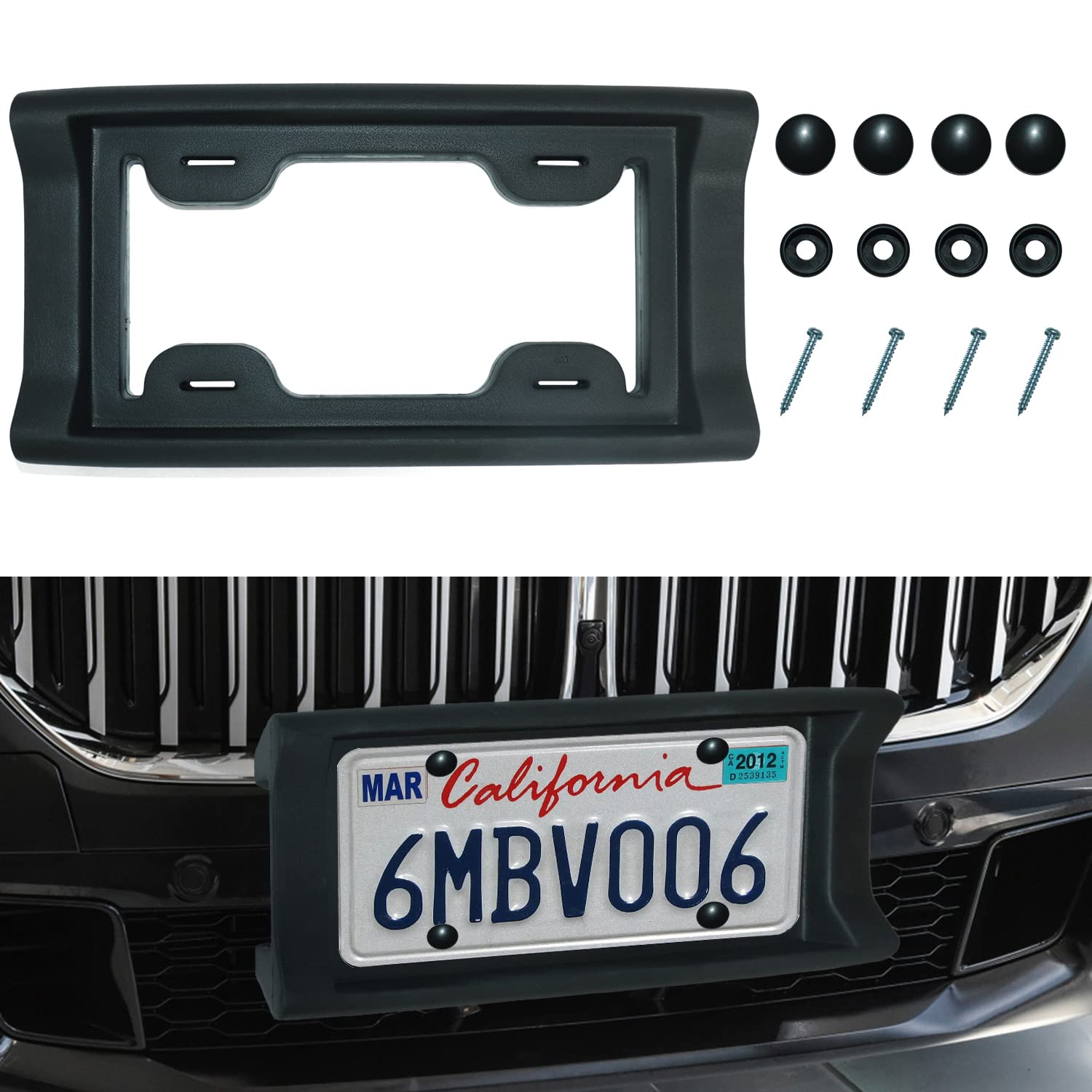 Car 2.3inch Thick Rubber License Plate Mount Protects Bumper License Plate Bumper Fit for Cars, Trucks, SUVs, and Vans