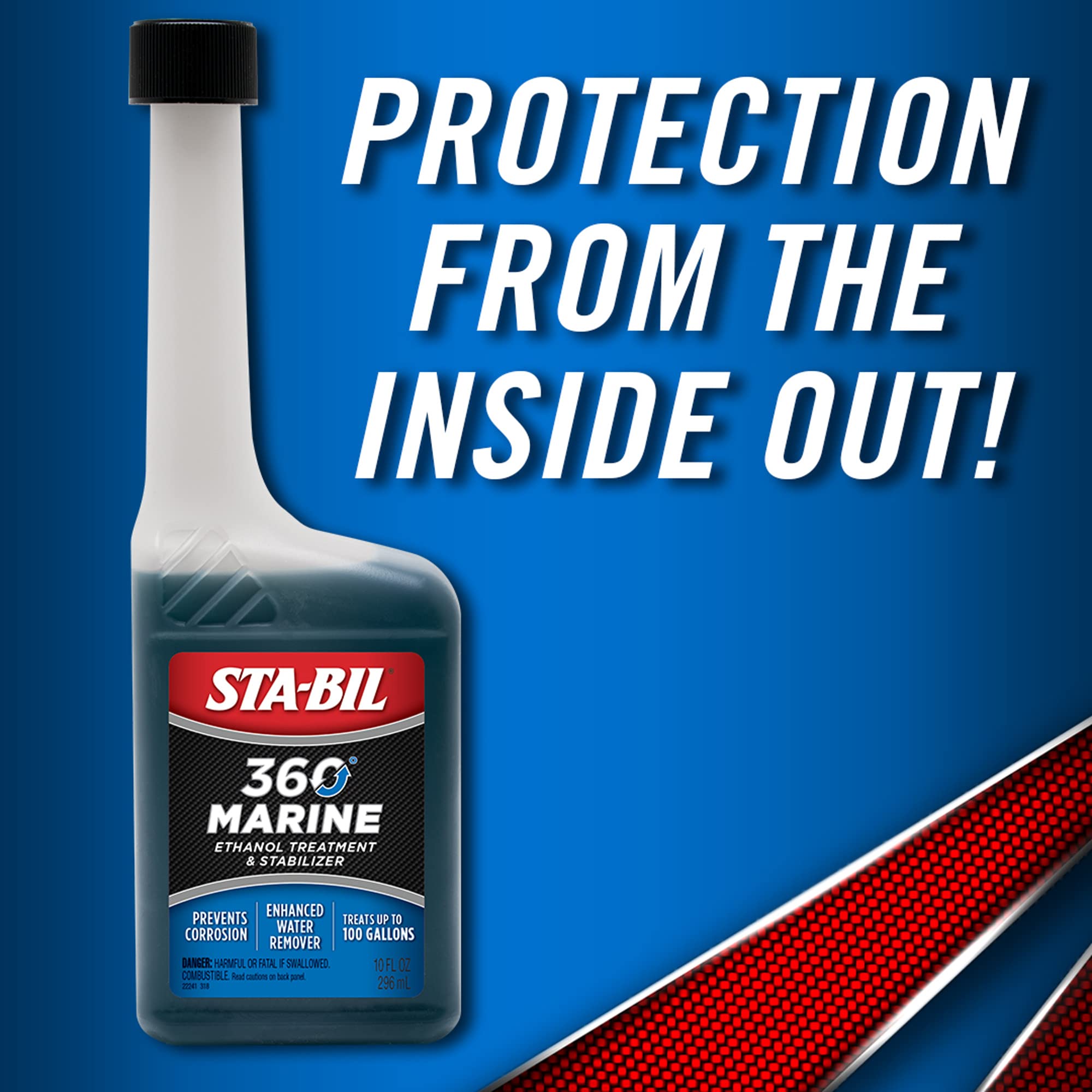 STA-BIL 360 Marine Fuel Stabilizer - Prevents Corrosion, Cleans Fuel System - 10 fl. oz., Model 22241, Blue