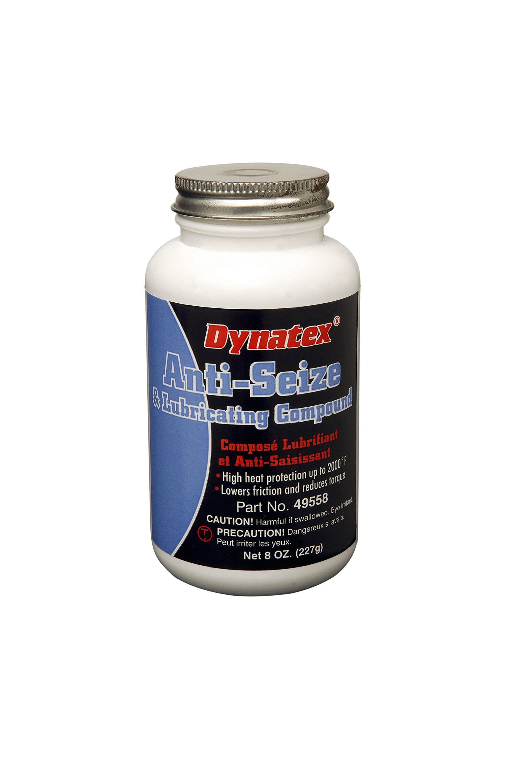 Dynatex 49558 Industrial Aluminum Anti-Seize and Lubricating Compound Paste, 8 oz Brush Top Bottle, -60 to 2000 Degree F, Silver