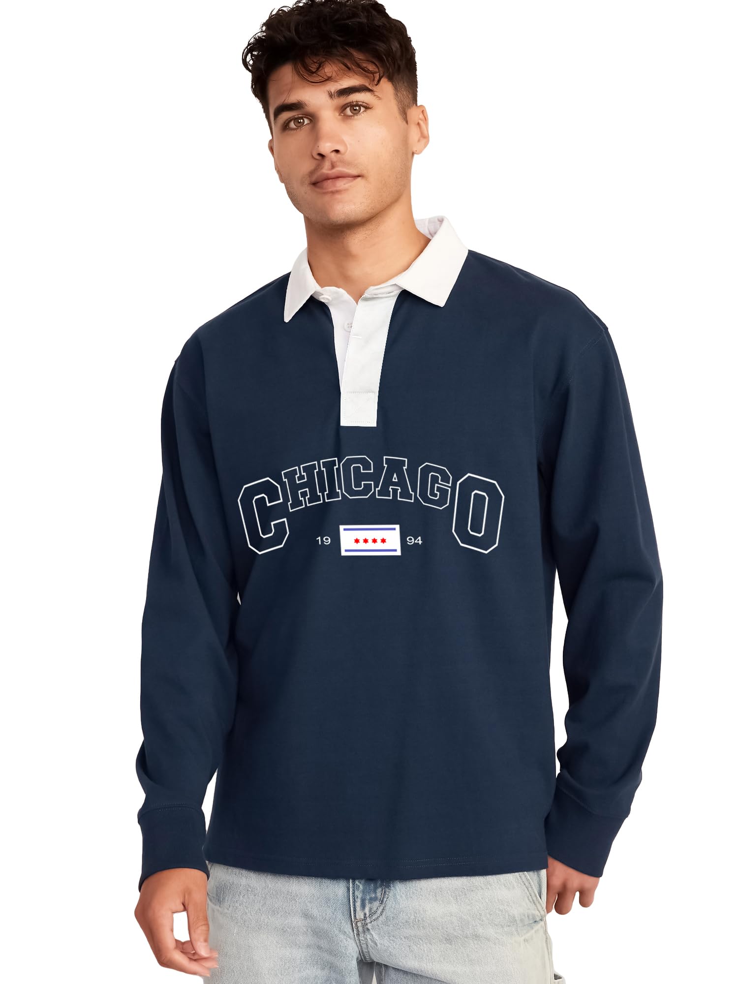 Jump Cuts MenS Navy Cotton Blend Oversized Polo TShirt