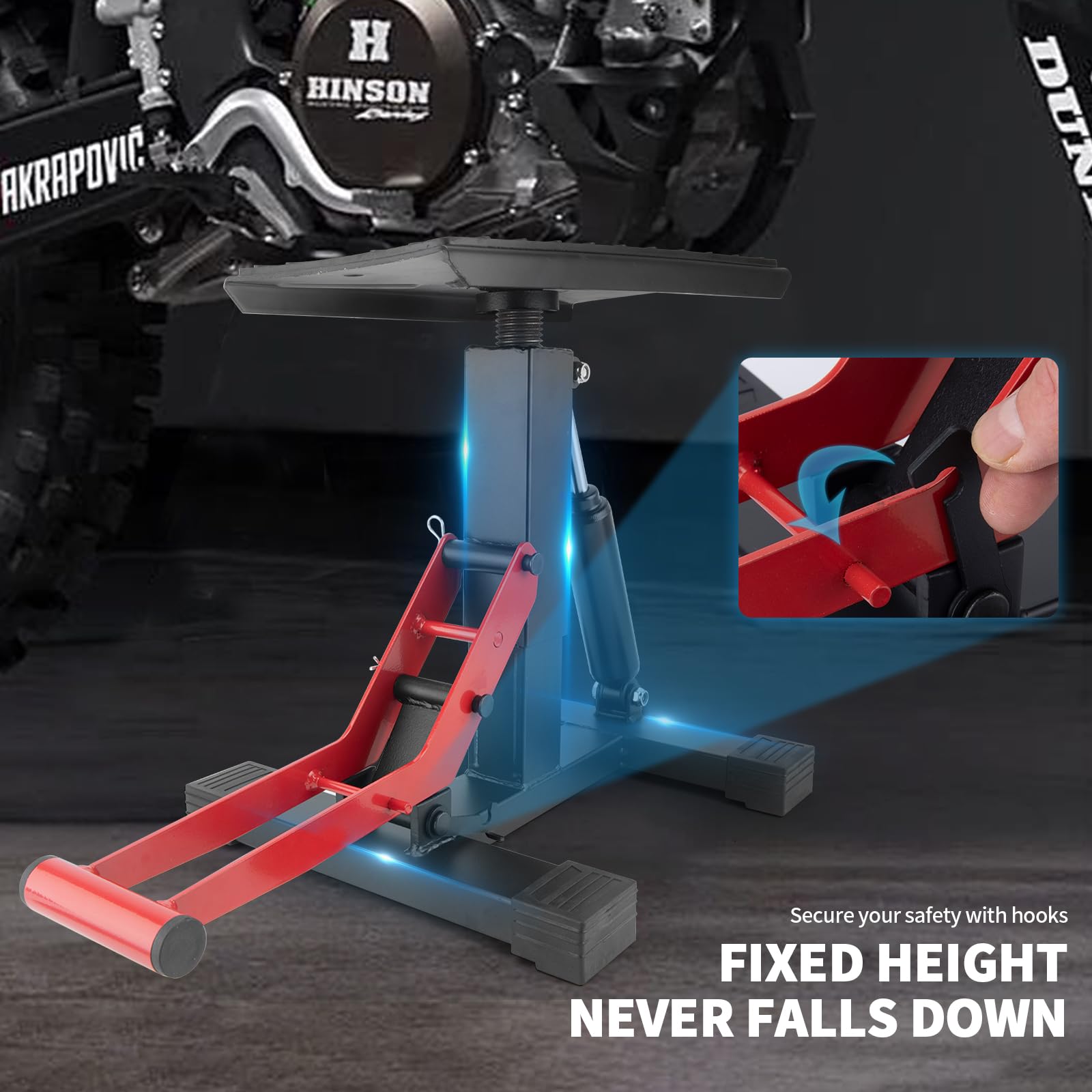Rsyeku Motorcycle Dirt Bike Stand Jack Lift Hoist Table Height Adjustable Lifting Stand