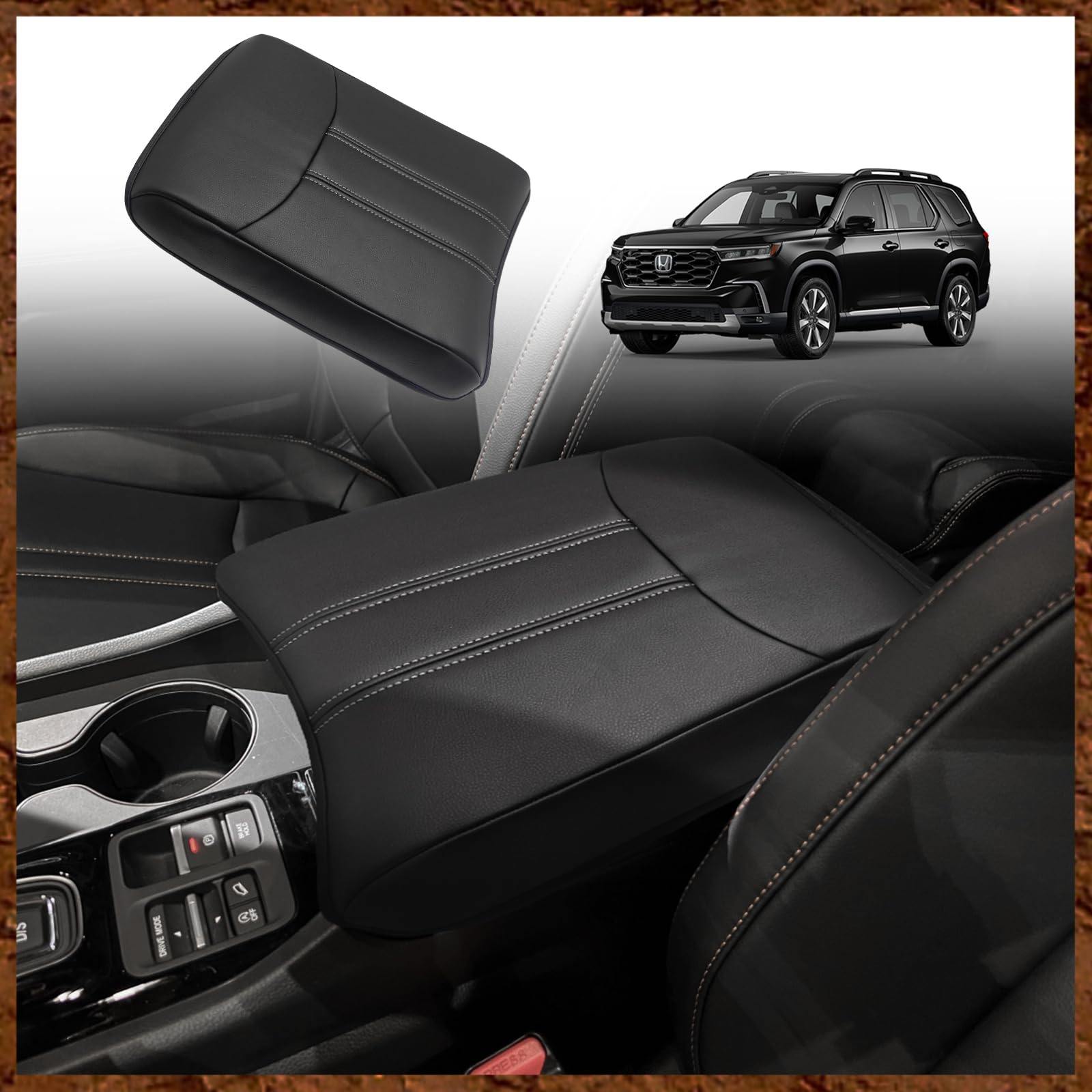 Muslogy Armrest Cover Center Console Pad Compatible With Honda Pilot 2023-2024, 2024 Ridgeline/Passport Accessories Armrest Lid 