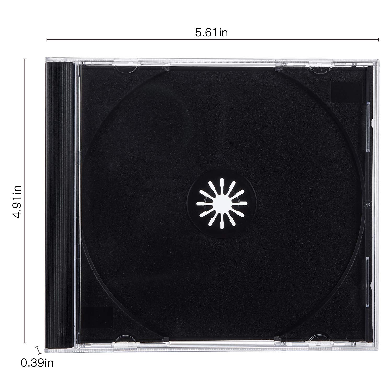 Maxtek 10.4 Mm Standard Single Clear Cd Jewel Case With Assembled Black Tray, 100 Pack