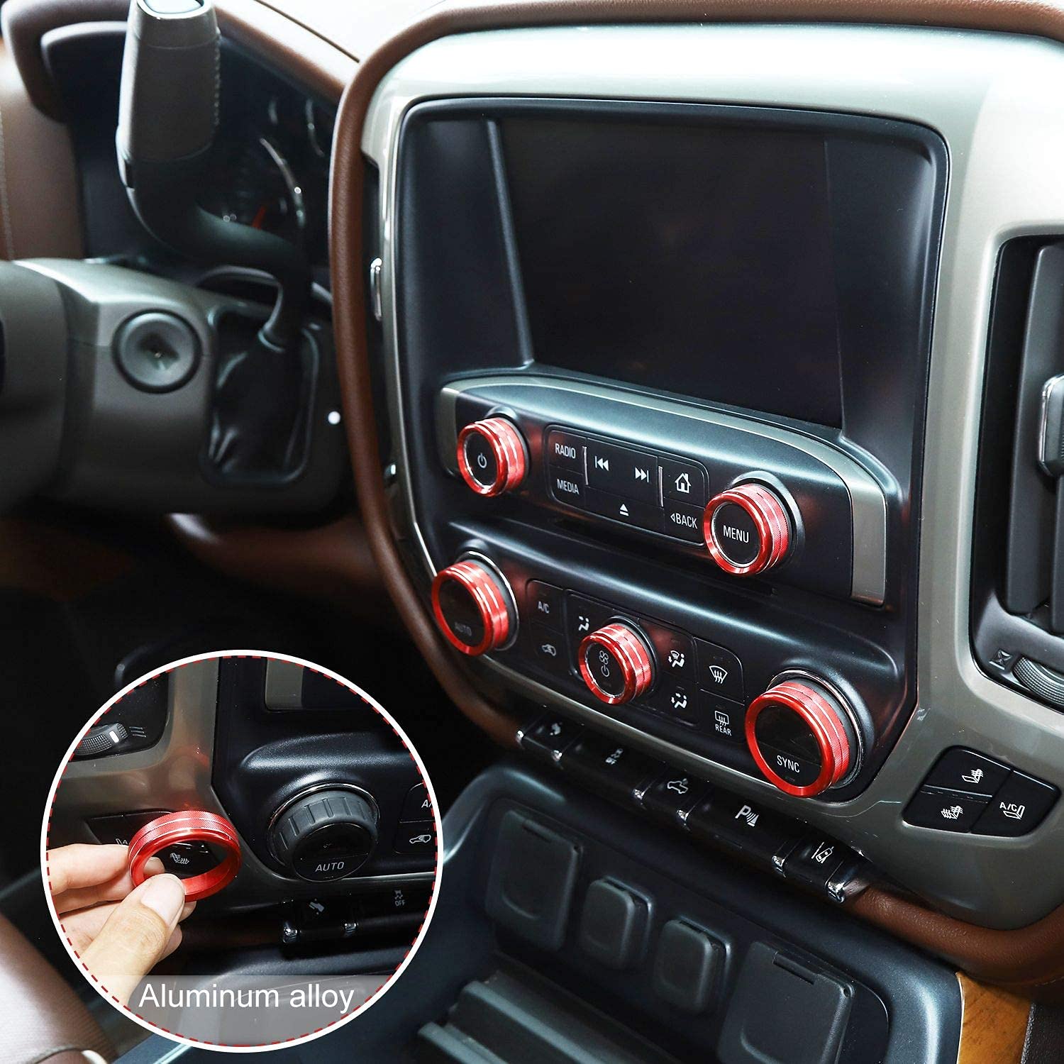 Jecar Center Console Switch Button Trim Air Conditioner Control Knob Cover For Chevy Silverado & Gmc Sierra 2014-2018, Red