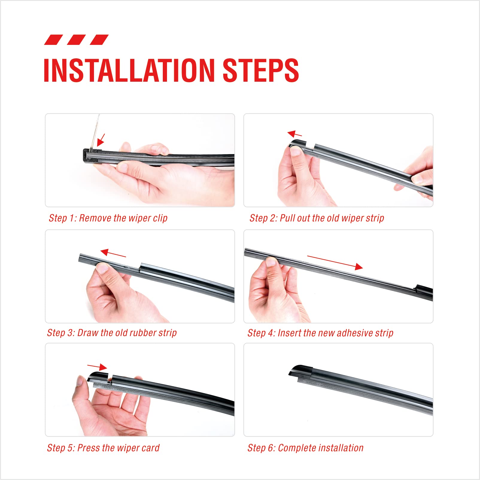 26 Inch Frameless Adjustable Size Of Universal 4 Pcs Refills Replacement Windshield Wiper Refills Replacement For Tesla,Toyota,H