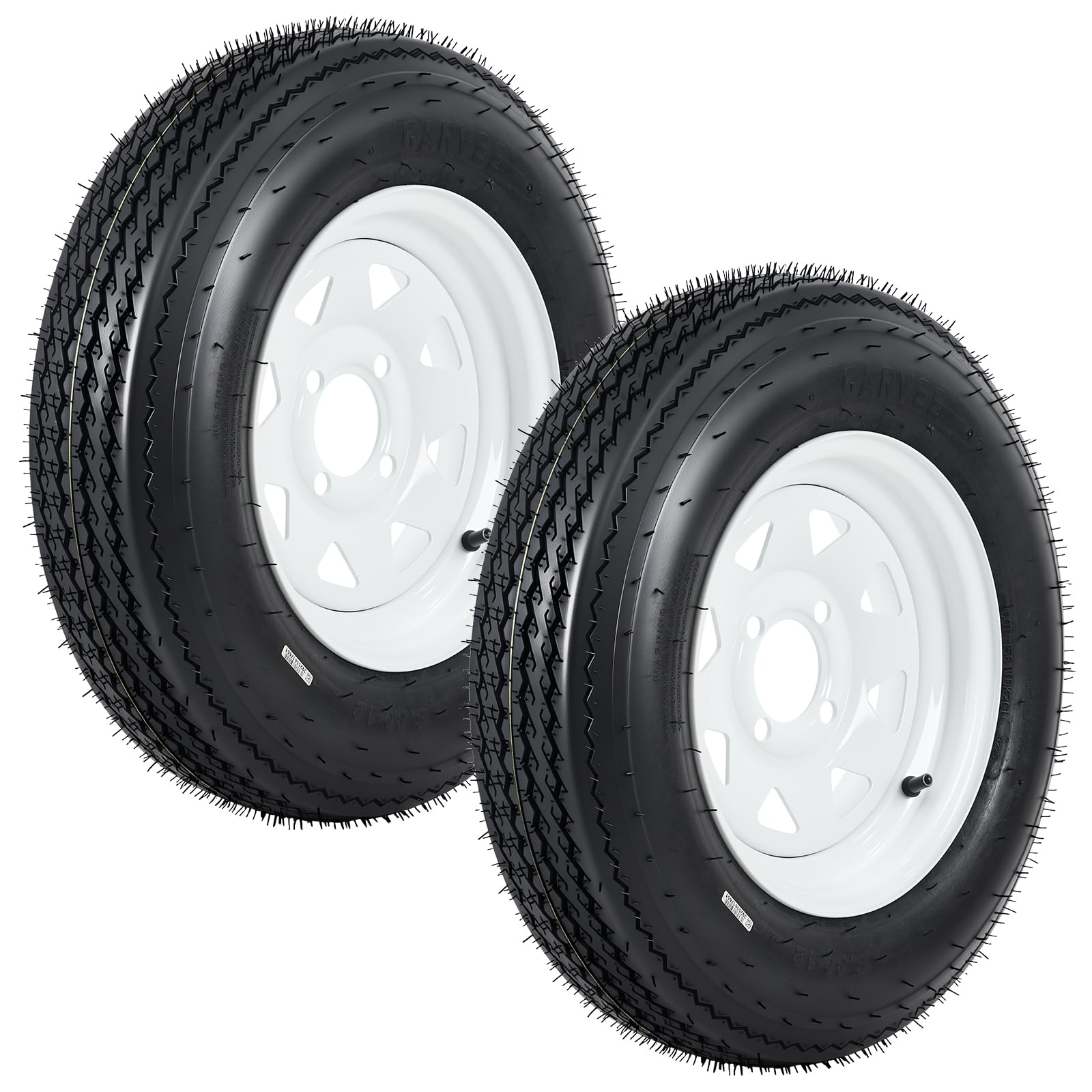 GarveeTech 4.80-12 480-12 480X12 Trailer Tire and Wheel Assembly, Heavy-Duty Load Range C 6PR, 4 Lug White Spoke Wheel, 12 Inch 