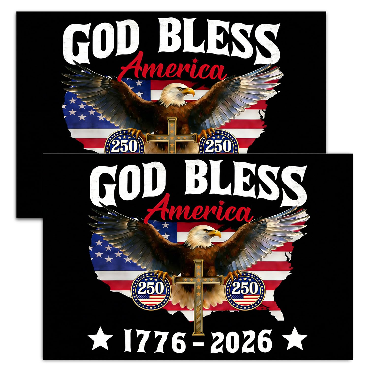250 Years American Car Magnet- God Bless America Magnets for Truck, SUV, Fridge | Celebrate 250 Years of Independence, Liberty &
