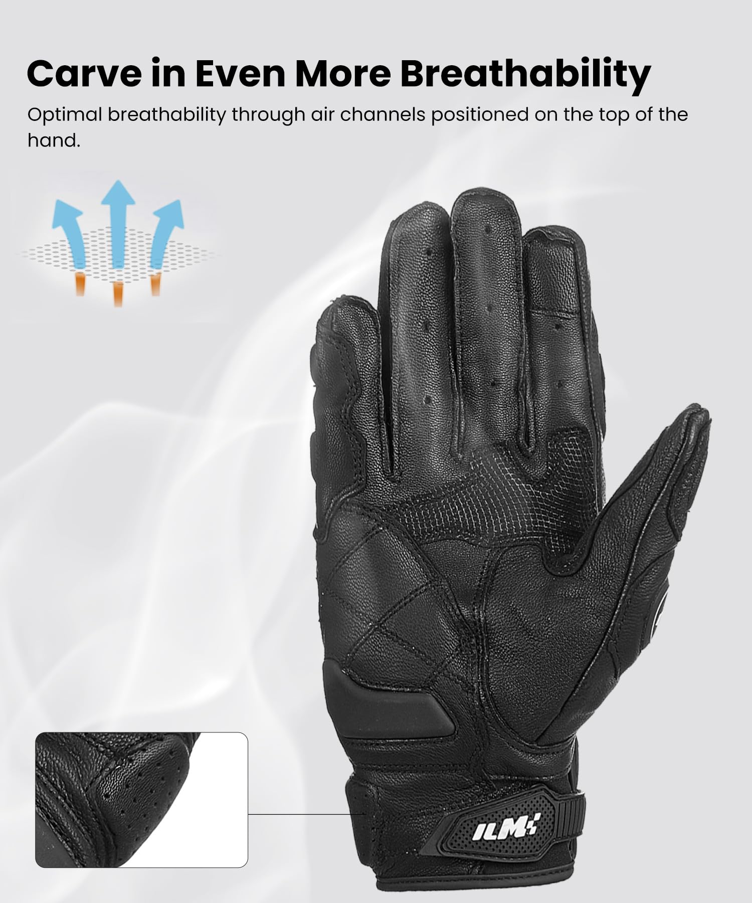 Ilm Air Flow Leather Motorcycle Gloves Touchscreen For Men And Women Model-Grc01 (Xl, Black)