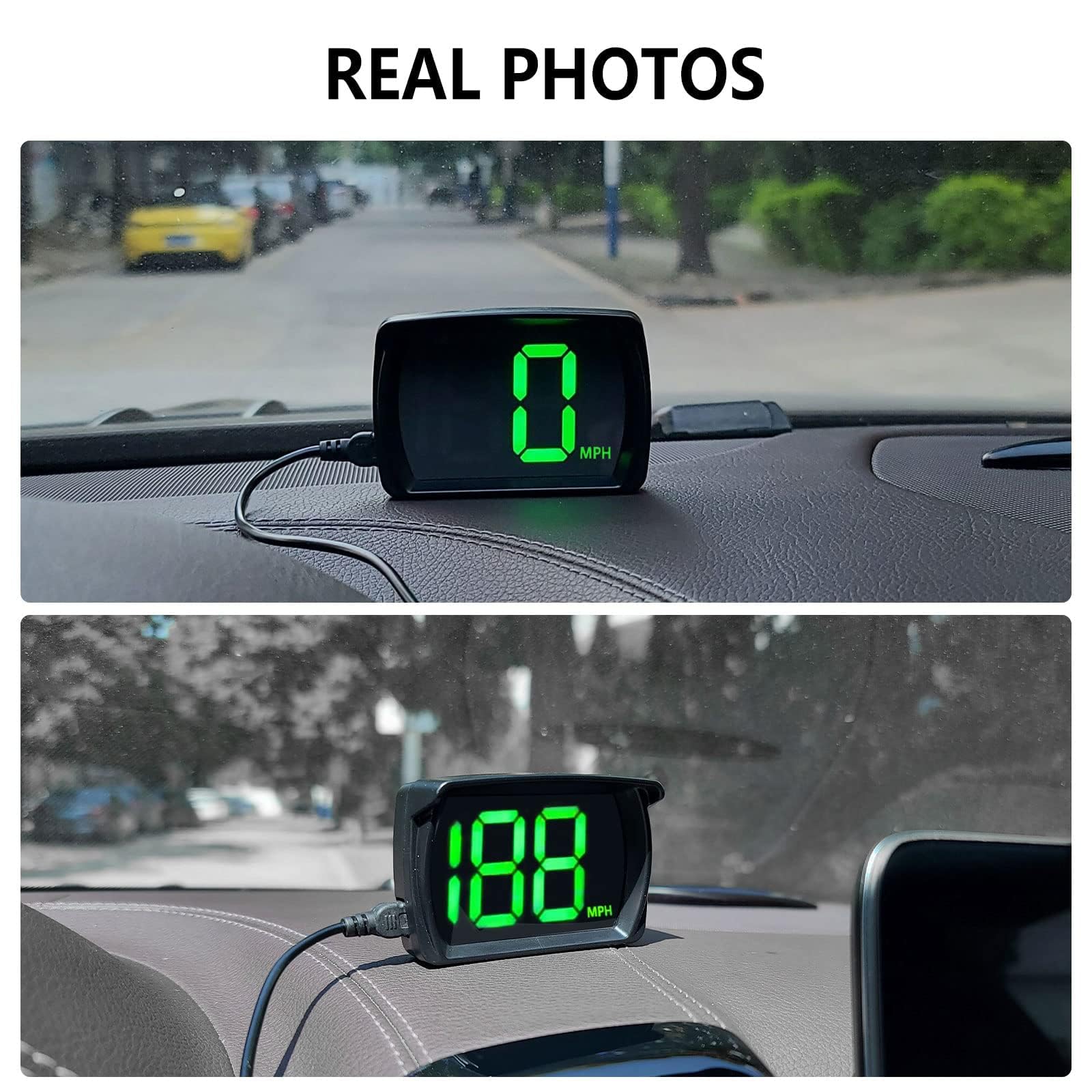 AZIJYV GPS Speedometer Digital Speedometer Cars Heads Up Display Y03 with Speed, Automatic Light Sensing, MPH Speedometer Plug a
