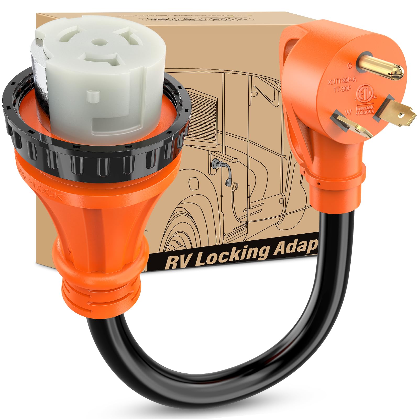Nilight Rv Locking Adapter Cord 30 Amp To 50 Amp Pure Copper Heavy Duty Dog Bone Plug 10 Gauge Wire Tt-30P To Ss2-50R 30M/50F We