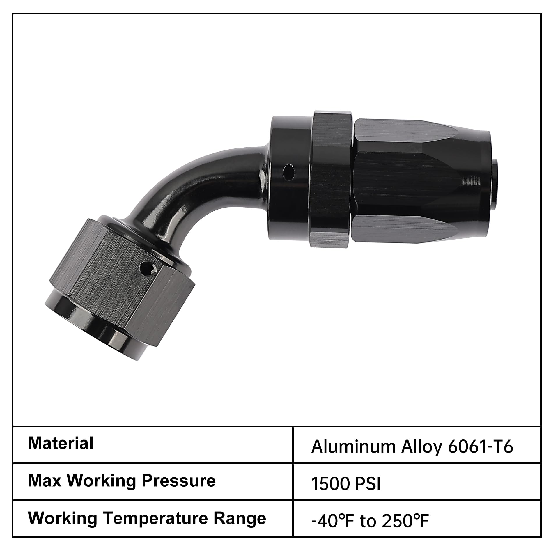 Evil Energy 6An Hose End Fitting 60 Degree Swivel For Cpe Braided Fuel Hose Black
