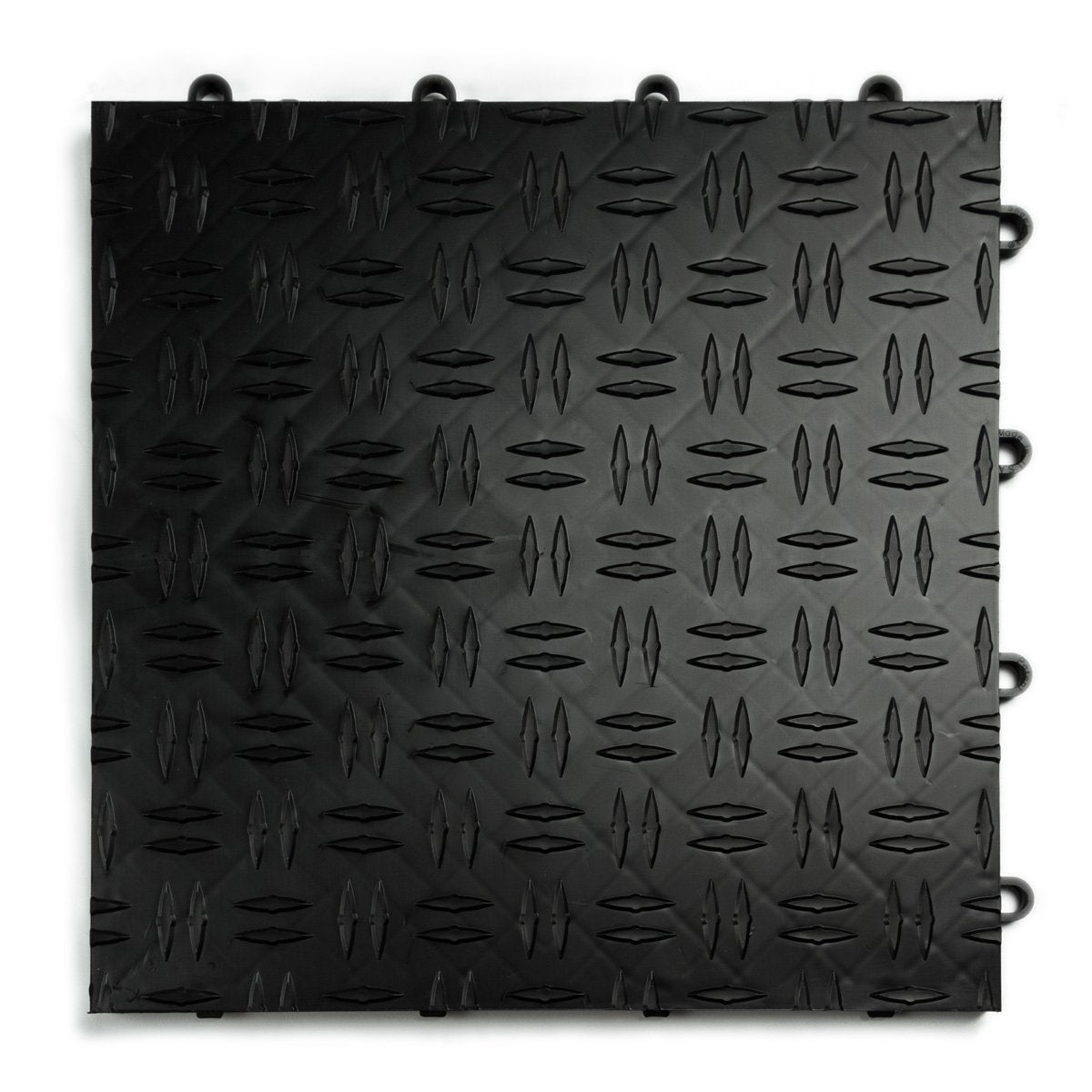 Big Floors Garagetrac Diamond, Durable Copolymer Interlocking Modular Non-Slip Garage Flooring Tile (24 Pack), Black