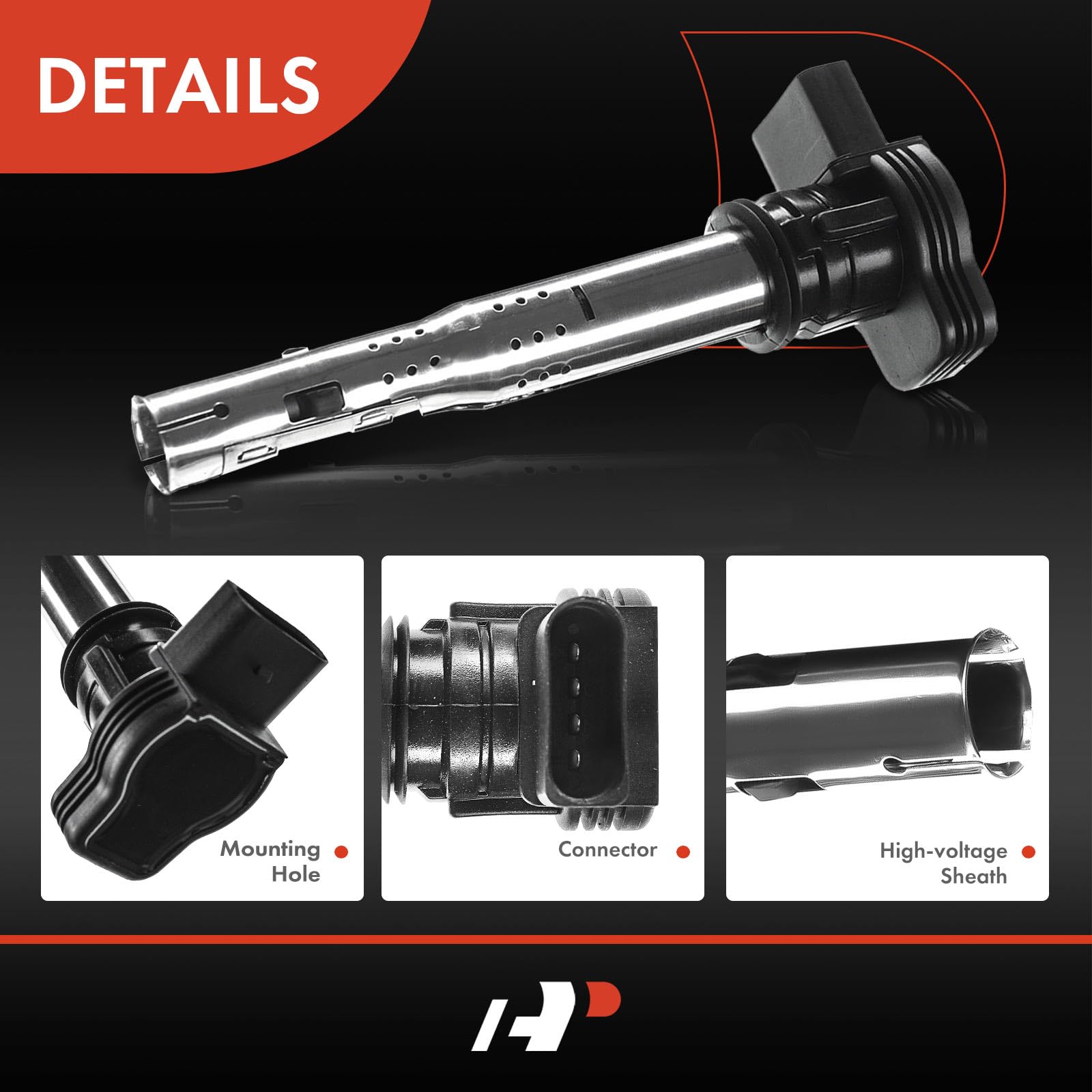 A-Premium Ignition Coil Compatible With Audi, Volkswagen & Lamborghini Vehicles - 2.0L 2.5L 4.2L - A3 2006-2013, A4 2005-2016, A