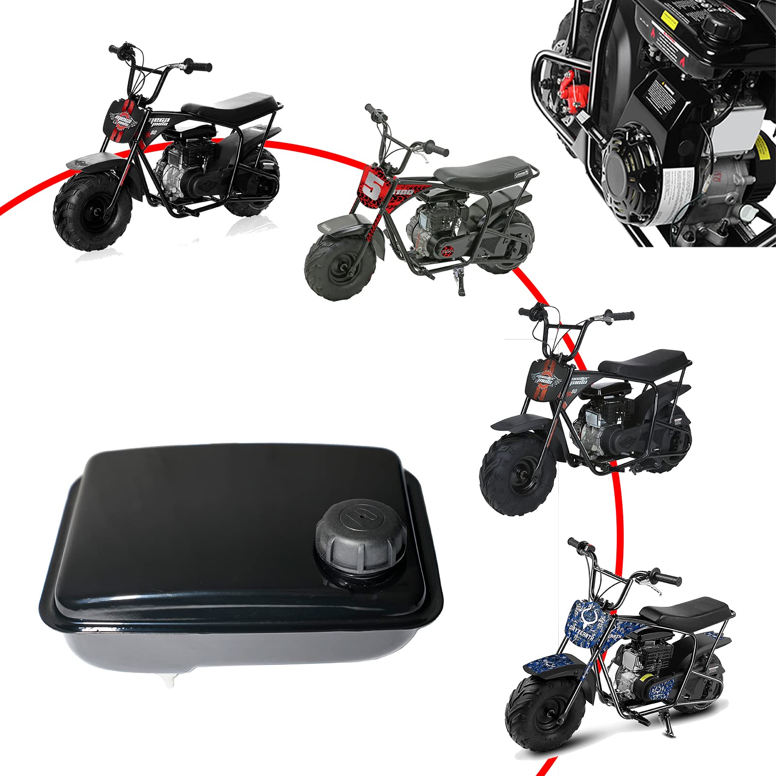 JMCHstore Vent Gas Fuel Tank For Coleman RB100 Monster Moto 80cc MM-B80, Screw on Fuel Tank for Motovox MBX10 Mega Moto105cc Min