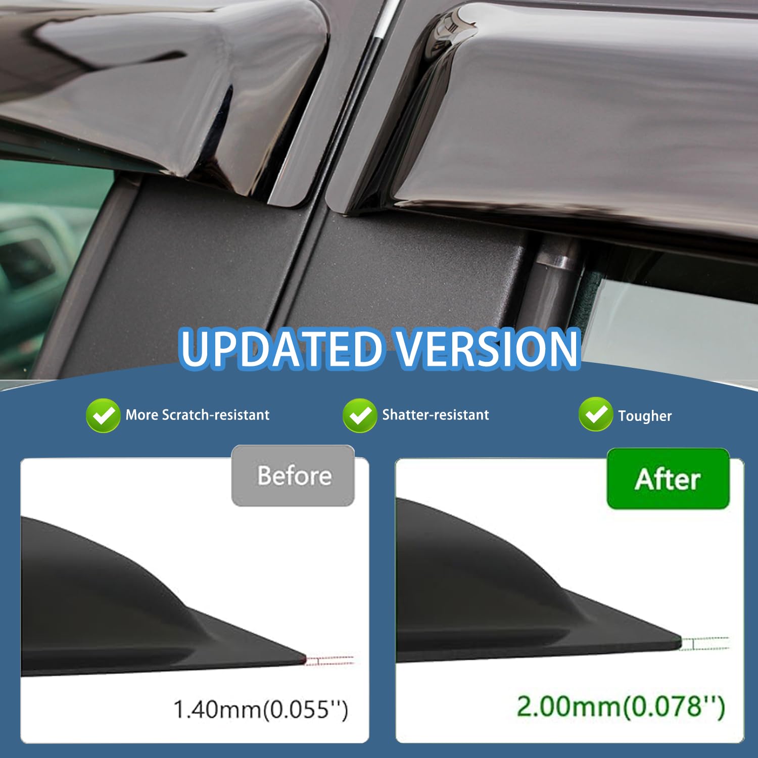 4PCS Rain Guards Window Visors Fits for Honda FIT (Jazz) 4-Door 2015-2020, Front & Rear Wind Deflector, Outside Mount Vent Shade