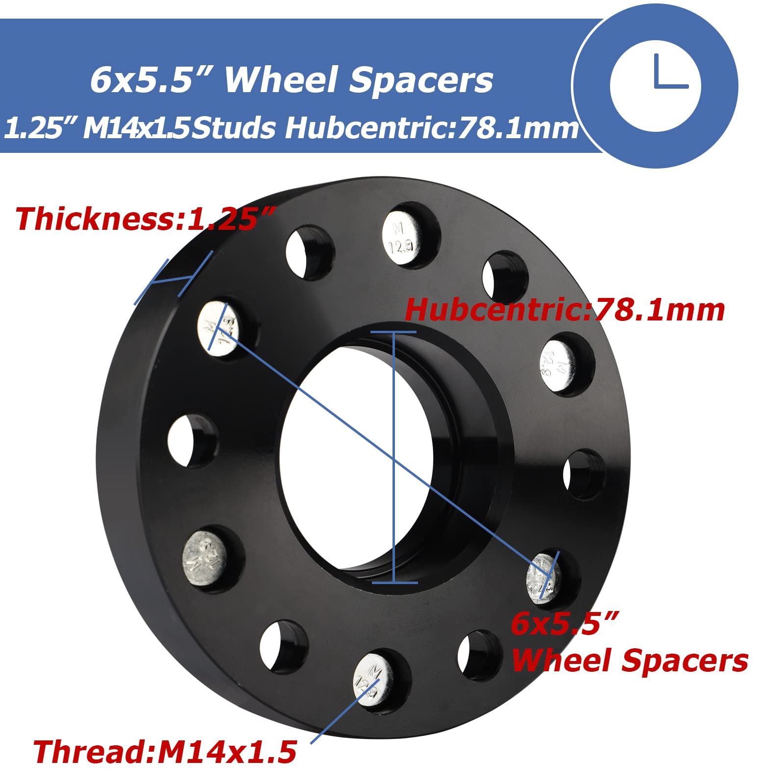 EZISOE 1.25 Inch 6x5.5 Wheel Spacers for Silverado 1500 Tahoe/Yukon 1500 Sierra 1500, 6x139.7 Wheel Spacers 78.1mm Hubcentric wi