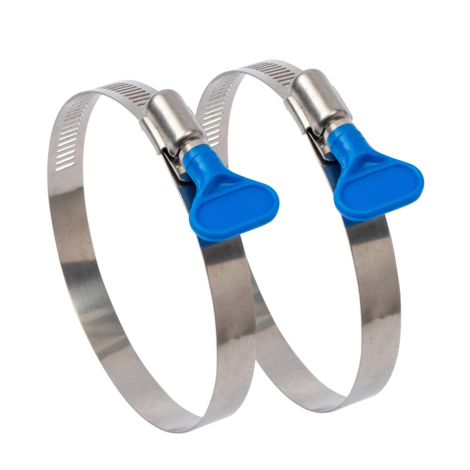 Ispinner 2Pcs 2.5 Inch Key-Type 304 Stainless Steel Worm Gear Hose Clamps, Adjustable Size Range 40-64Mm Clamps For Dryer Vent,