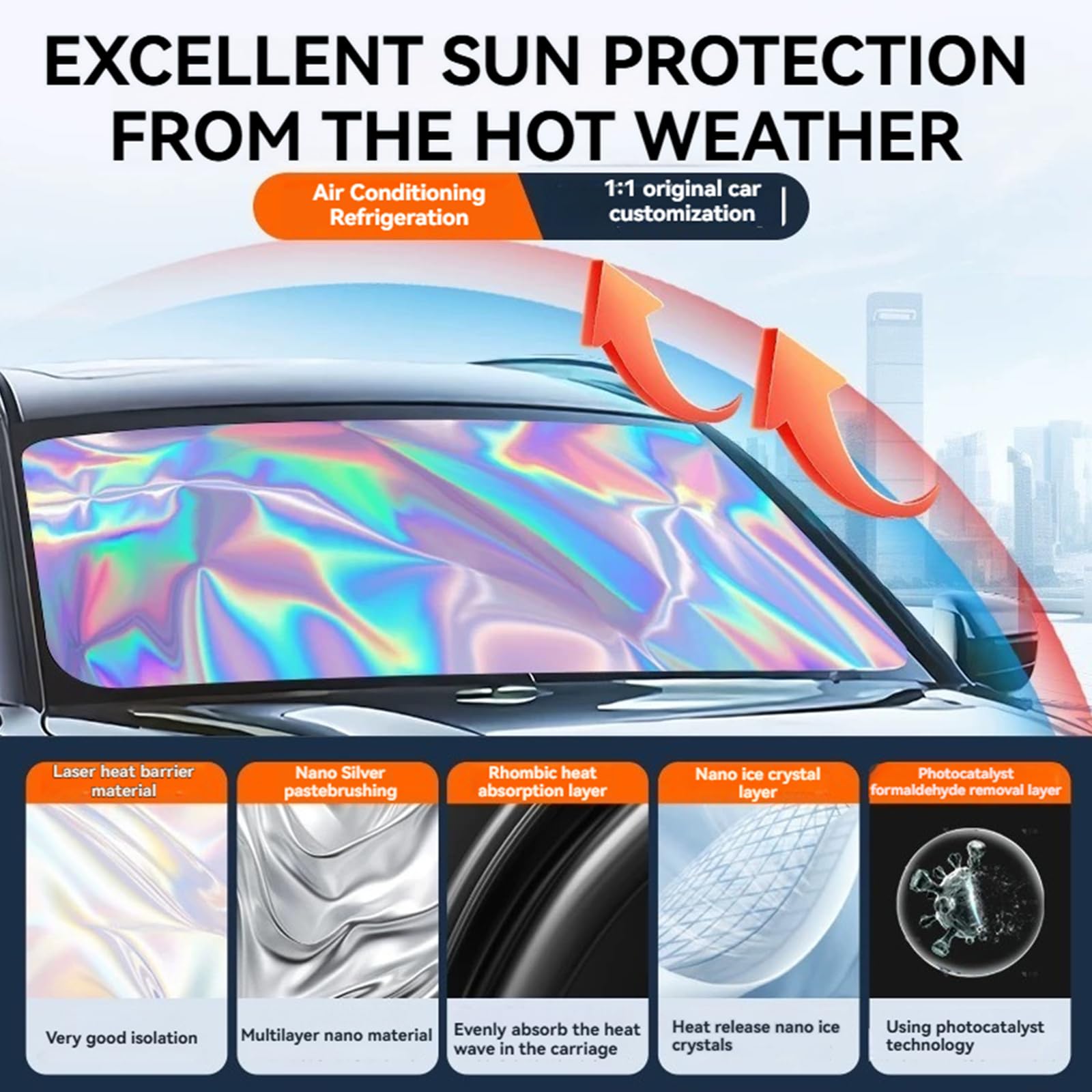 for Ford Mustang Windshield Sun Shade - Foldable Windshield Cover Sun Shade Mustang 2015-2024 Accessories Protect Car from Sun R