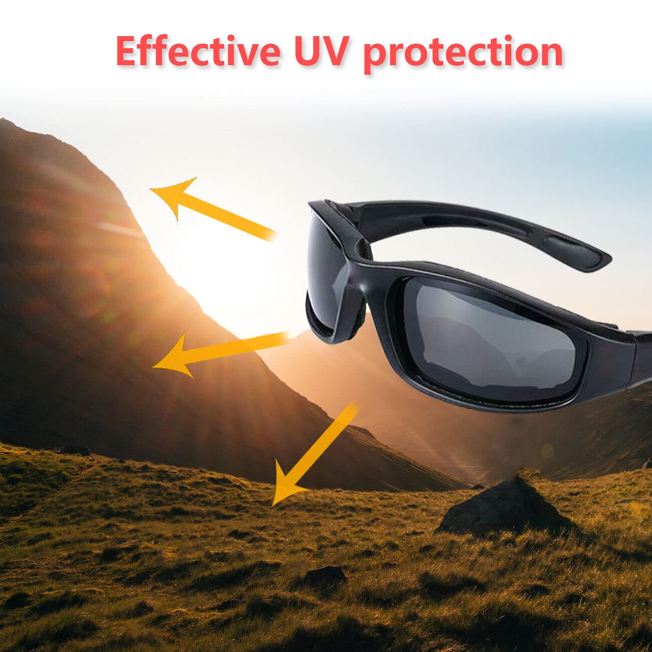 Driving Motorcycle Riding Glasses Foam Padded Motocross Eyeglass Waterproof UV Protection Anti-Wind Dustproof Goggles Eyewear Mo