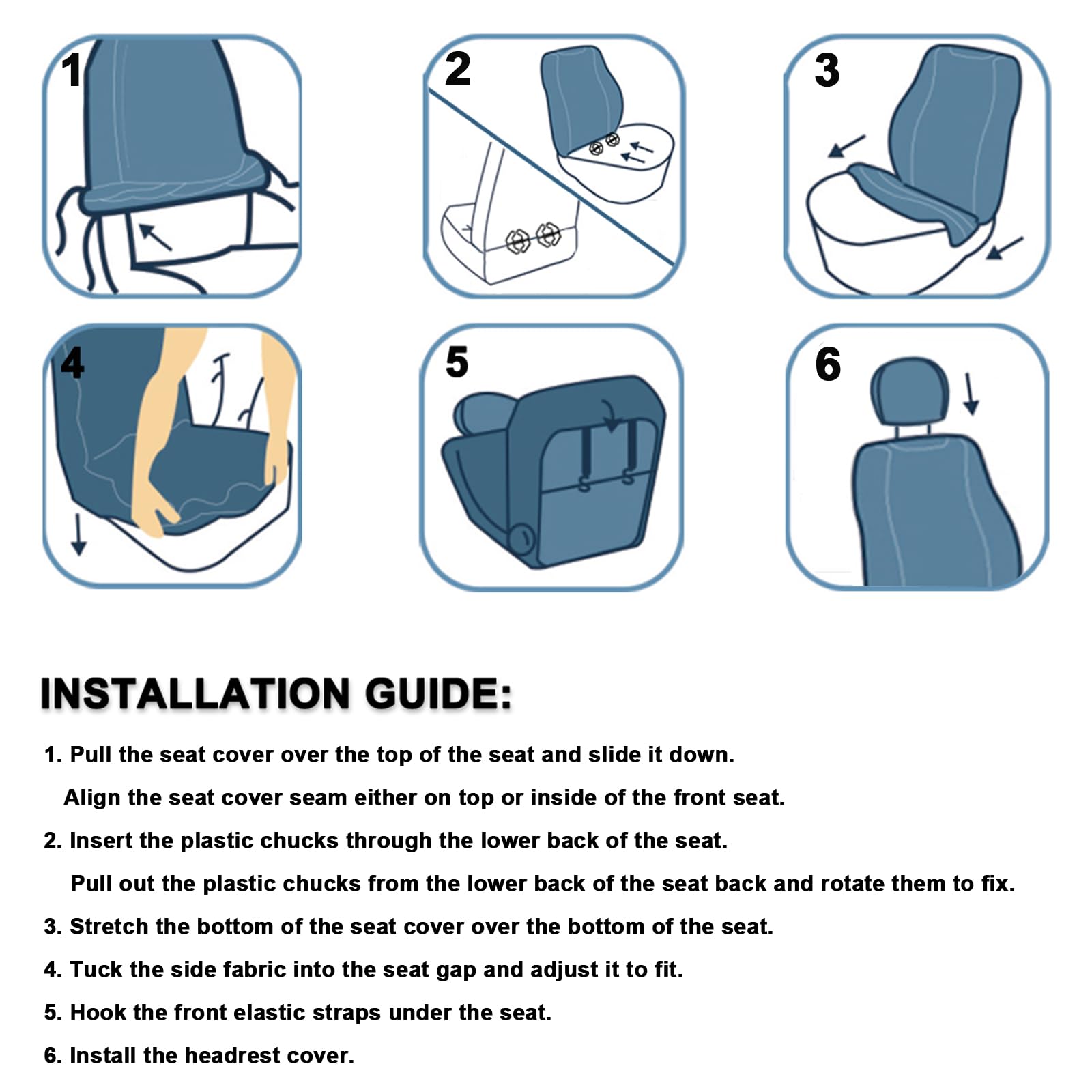 GIANT PANDA Custom Fit 2 Pack Front Car Seat Covers for Select Toyota Sienna 2021 2022 2023 2024 2025 XLE,XSE,Limited,Platinum,W