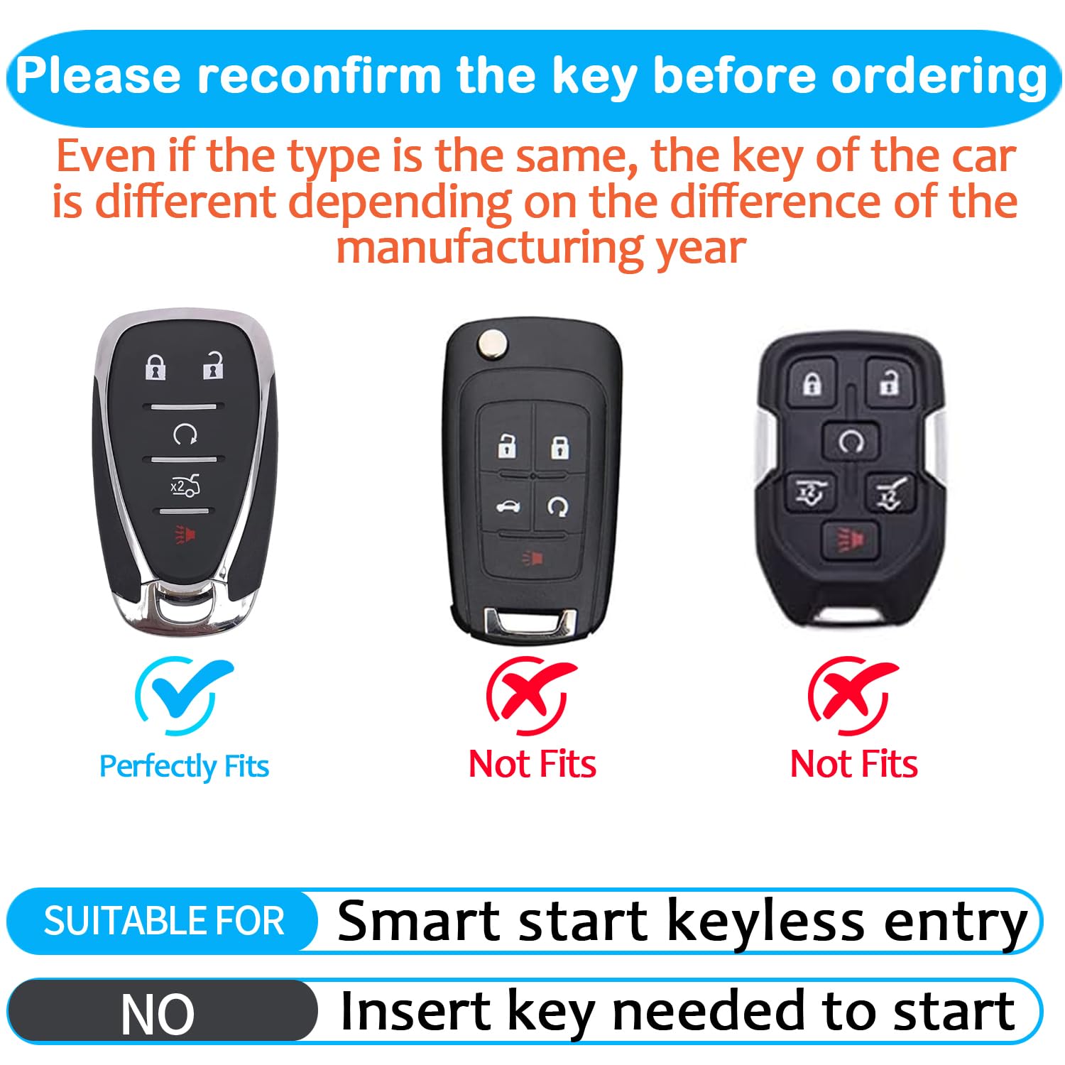 Tukellen Key Fob Cover for Chevrolet - Soft TPU Key Shell, 5 Buttons, Red, Compatible with 2016-2024 Chevy Models