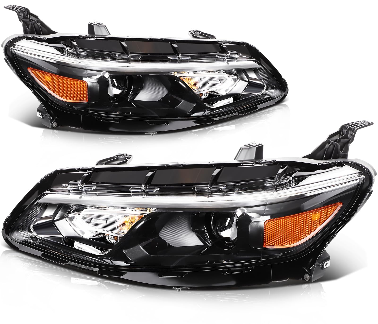 LBRST Headlights Fit 2016-2018 for Malibu Driver & Passenger Side Headlight Assembly Chrome Housing Amber Reflector 84217584