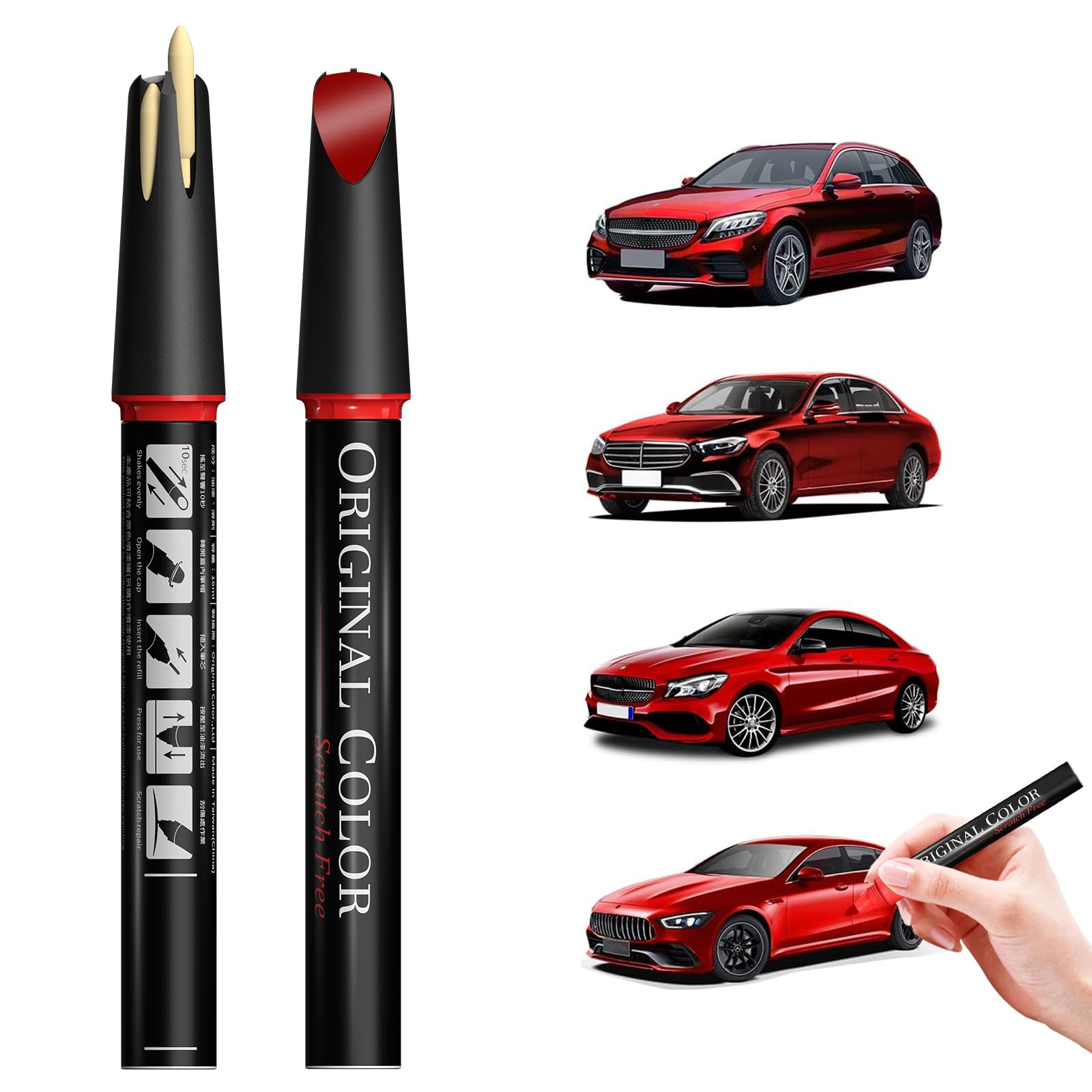 Carhoo 541/3541 Storm Red Metallic Compatible with Mercedes-Benz Exact Match Touch Up Paint Pen Car Scratch Repair, Genuine Cust