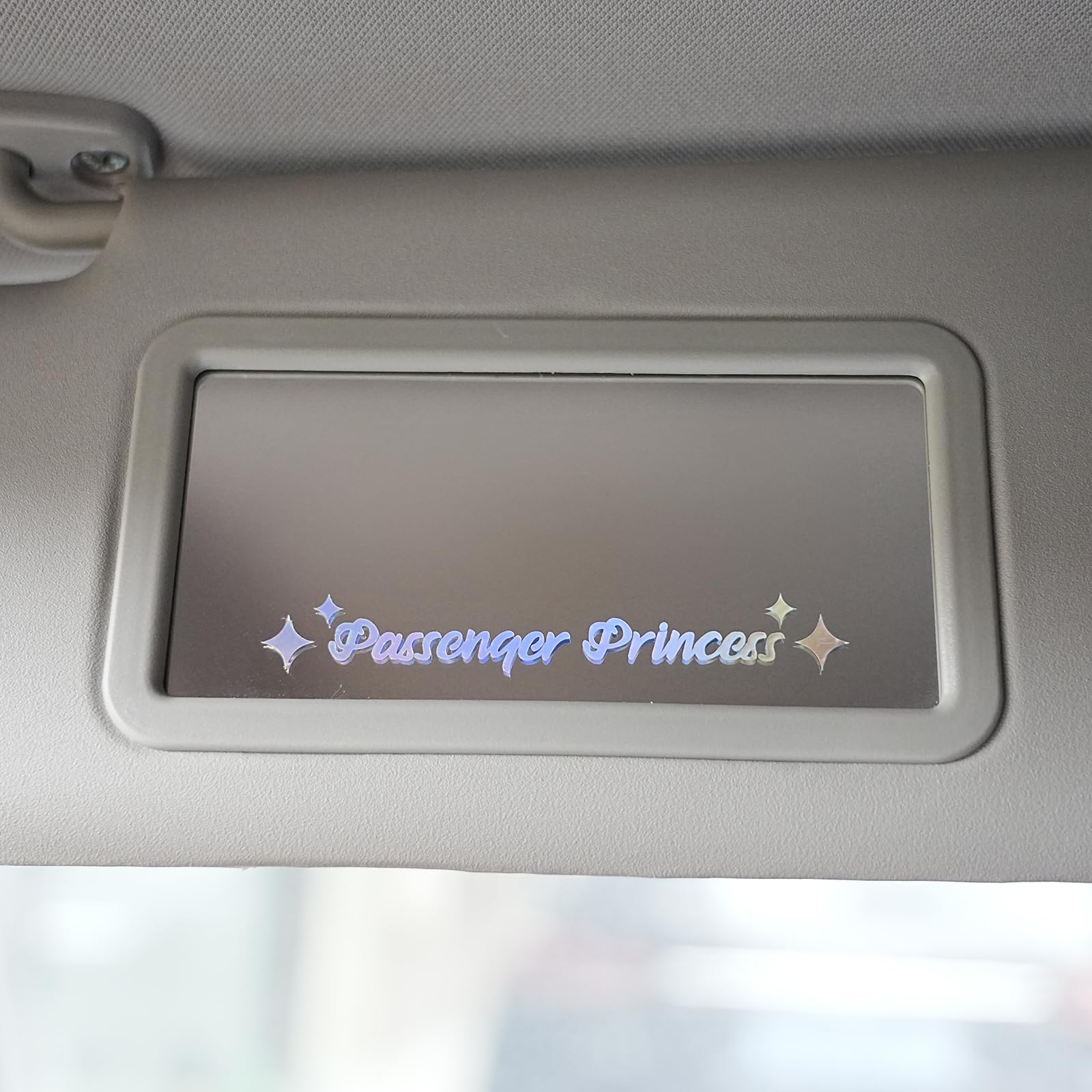 Amioro 5 Pack Passenger Princess Stickers Funny Car Decal Accessories Rearview Mirror Window Sticker For Women (Holographic)