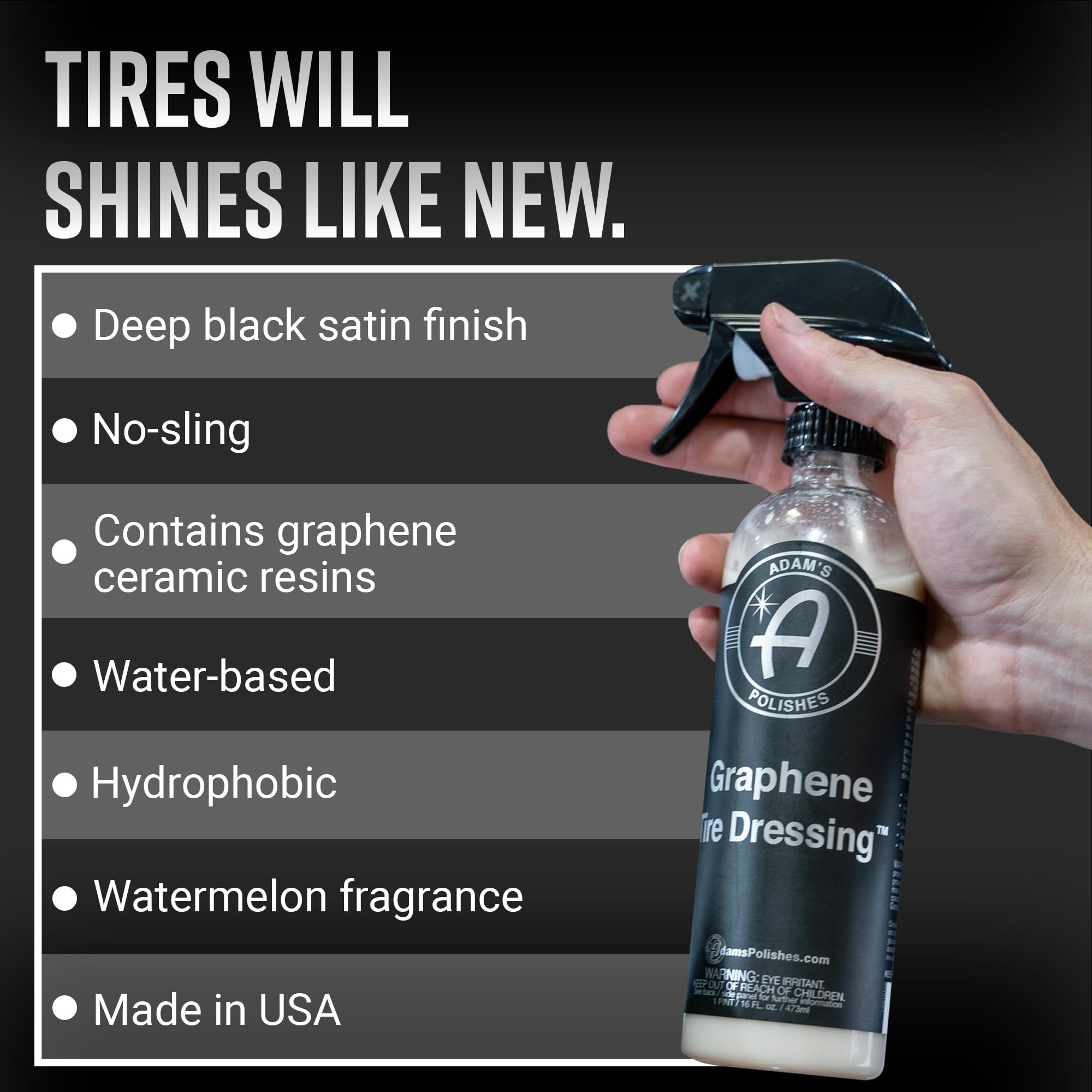Adam'S Polishes Graphene Tire Dressing - Deep Black Finish W/Graphene Non Greasy Car Detailing | Use W/Tire Applicator After Tir