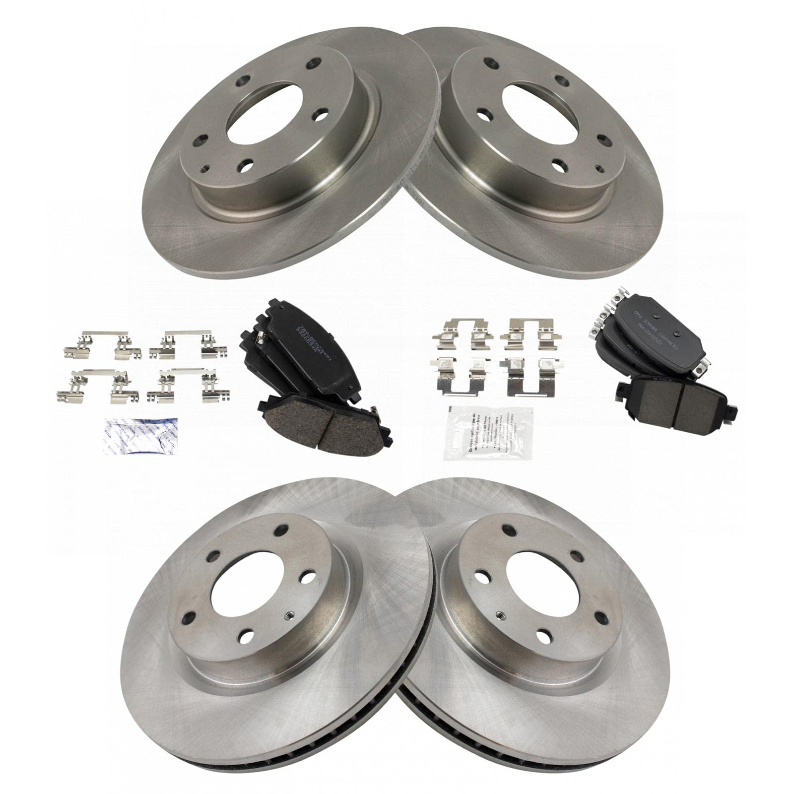 Trq Front And Rear Brake Pad & Rotor Kit Brake Pads Brake Rotor Ceramic Compatible With 2017-2018 Mazda 3 2019 Cx-3