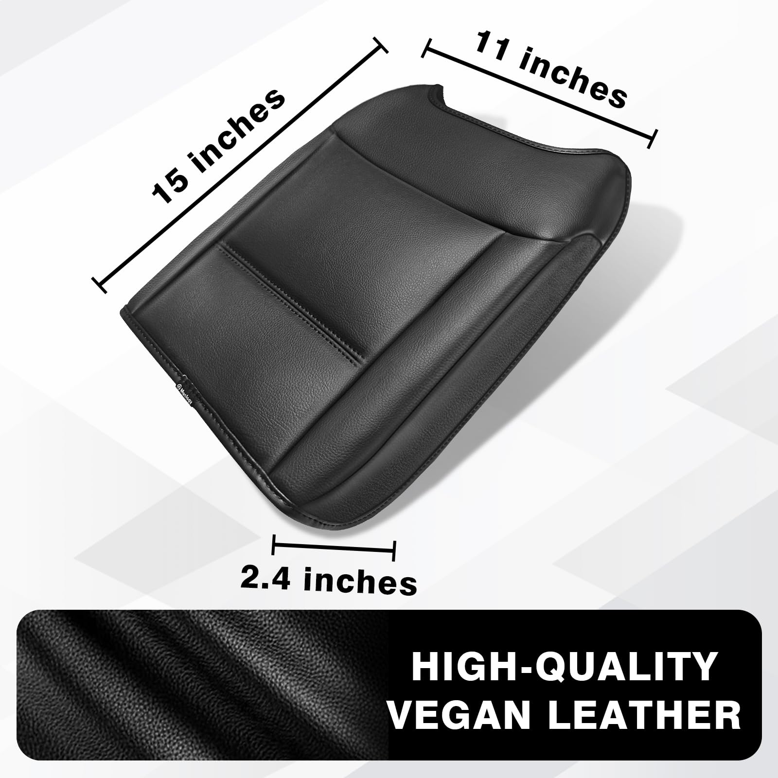 Muslogy Armrest Cover for Ford F250/F350/F450 2023-2026, Vegan Leather, Regular Thick, Bucket Seat Only, Model MUS-ACEXTRA-47B