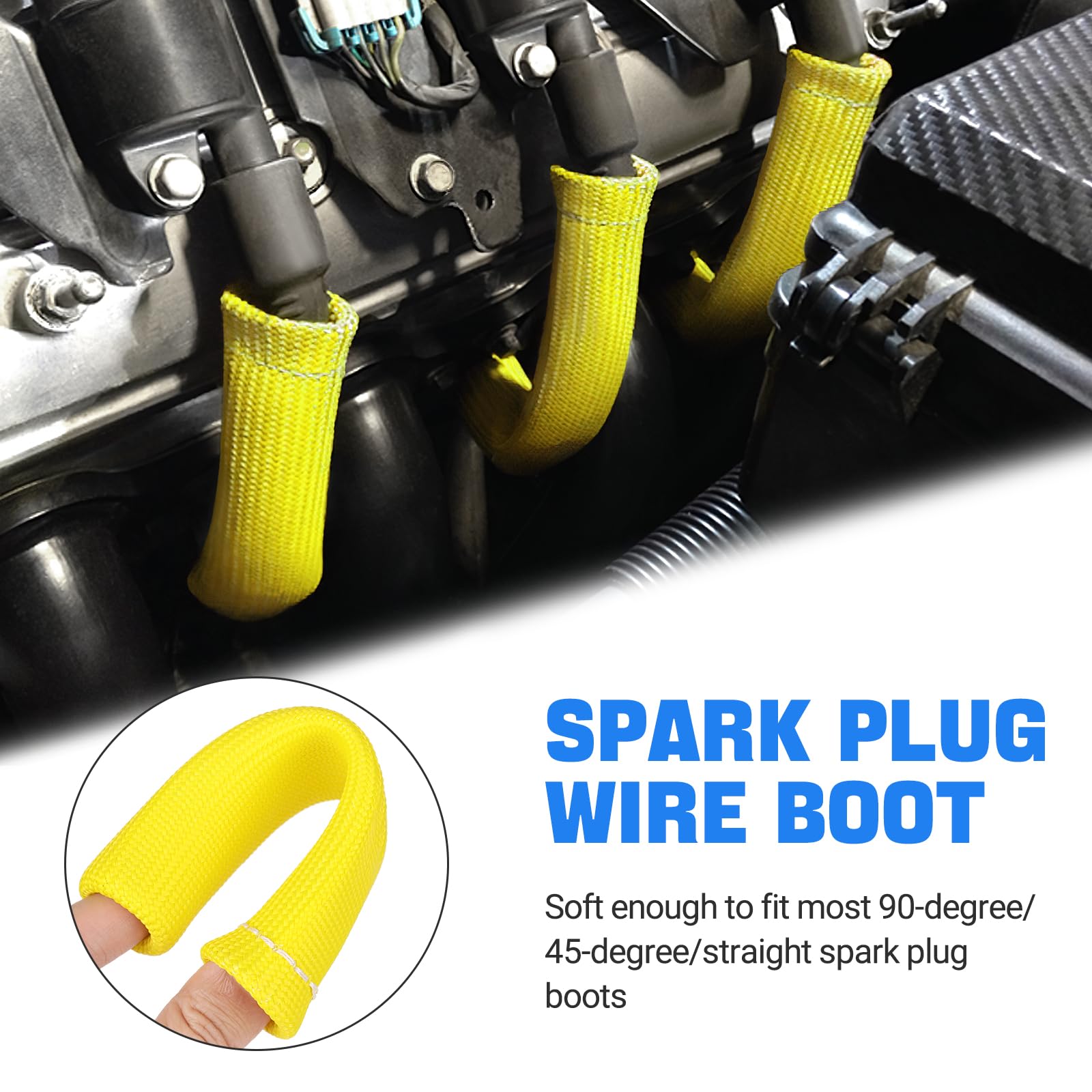 SHINEHOME Spark Plug Heat Shield Sleeve for 8PCS Wire Boots, Yellow, Model 80007761