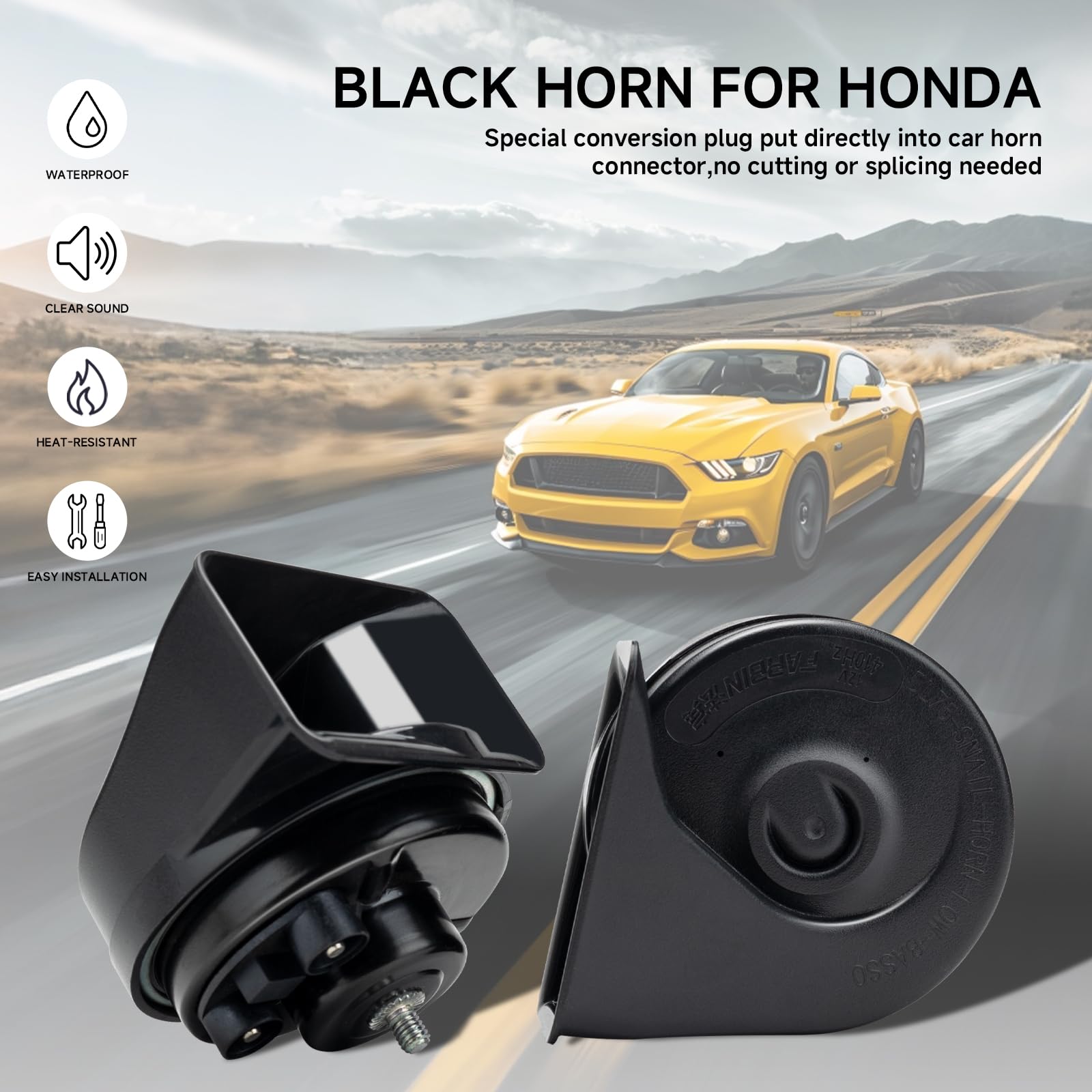 Farbin Special Interface Auto Horn Compatible With Honda/New Civic 12V Car Horn Loud With Protective Grill Dual-Tone Electric Sn