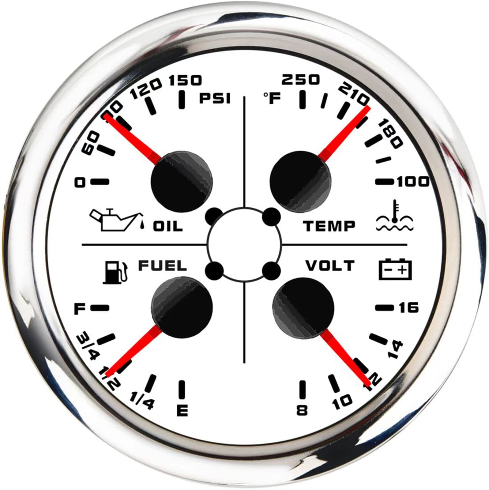 ARTILAURA 4In1 AUTO Gauge Oil Pressure Water Temp 240-33ohm/0-190ohm Fuel Gauge Volt 85mm 3 3/8 Multifunctional Electric Meter f