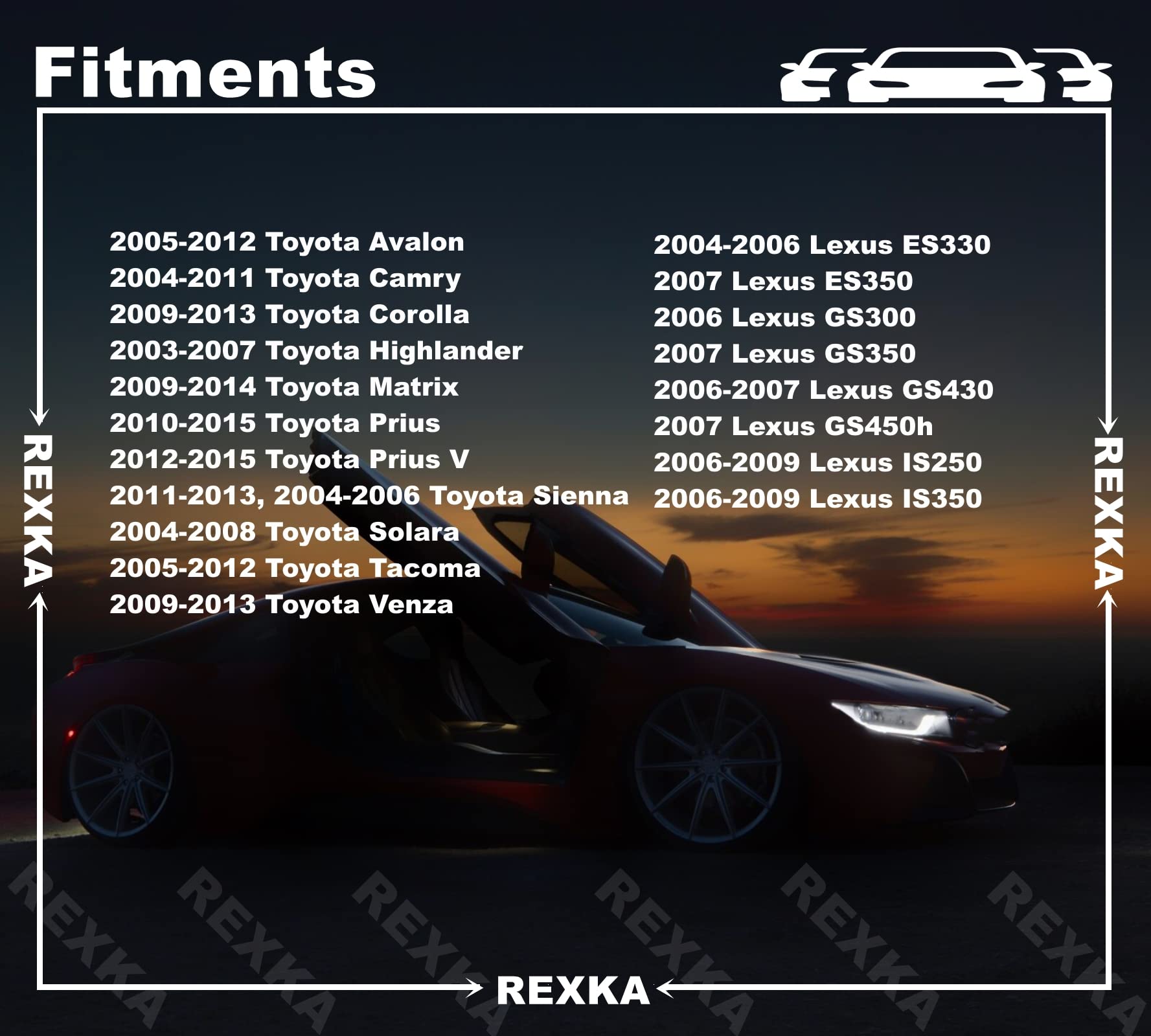 Rexka Front Fender & Bumper Cover Clip Set, 5 Sets for Toyota Lexus, Fits Avalon, Camry, Corolla, Highlander, and More