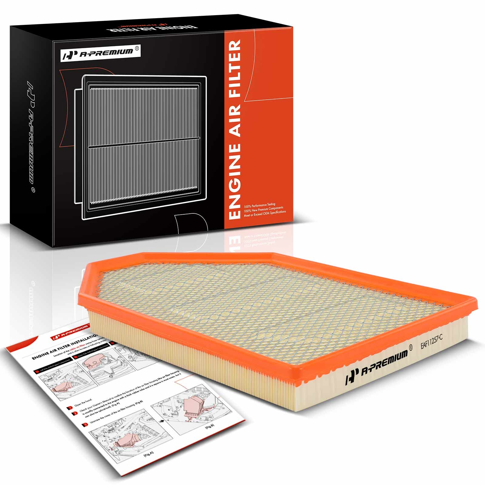 A-Premium Engine Air Filter Compatible with Chrysler 300 & Dodge Challenger, Charger, 2011-2022, 3.6L 5.7L 6.4L, Flexible Panel,