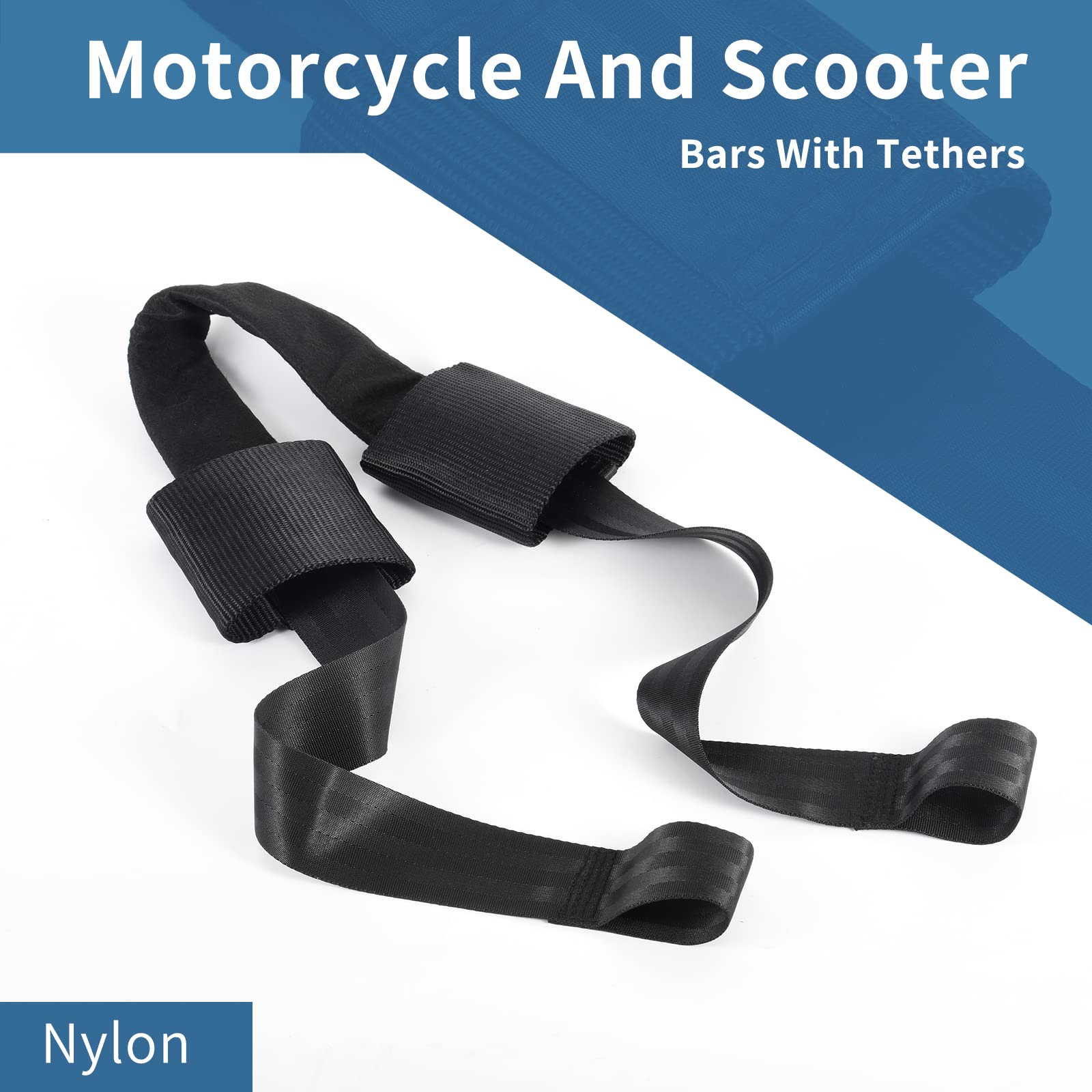 GAITWIN Bar Harness Motorcycle Tie Down Straps, Soft Loop, Nylon, Black, Front Wheel, Secure for Handlebar & Trailer