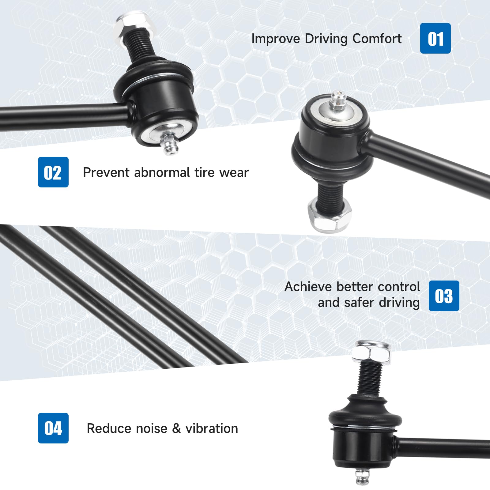 K750123 Sway Bar Links - Front Stabilizer Bar End Links Replacement For 2013-2014 Avalon 2007-2016 Camry