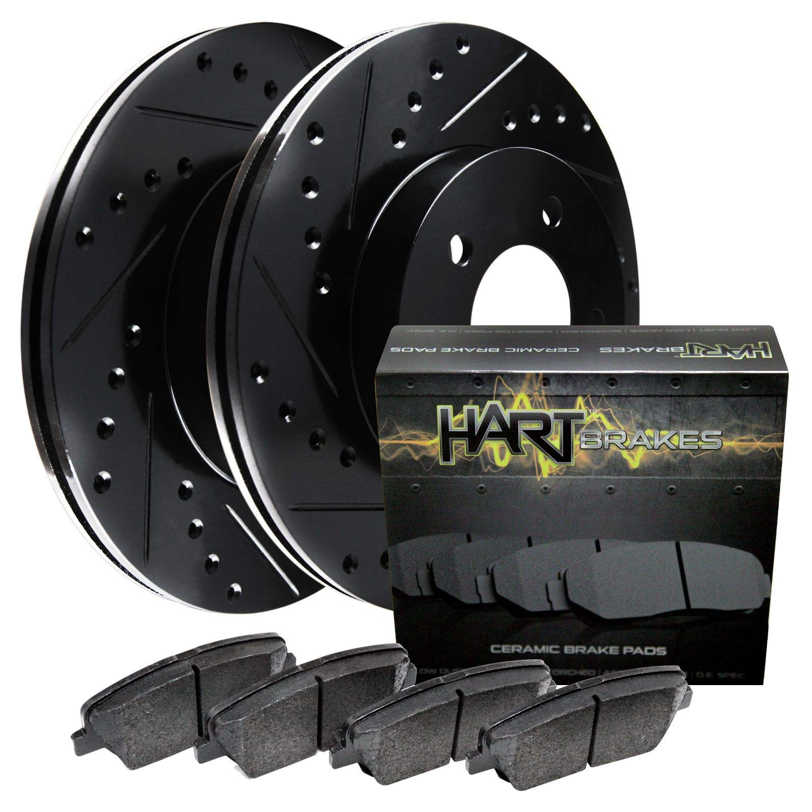 Hart Brakes Front Brakes And Rotors Kit |Front Brake Pads| Brake Rotors And Pads| Ceramic Brake Pads And Rotors |Fits 2006-2016