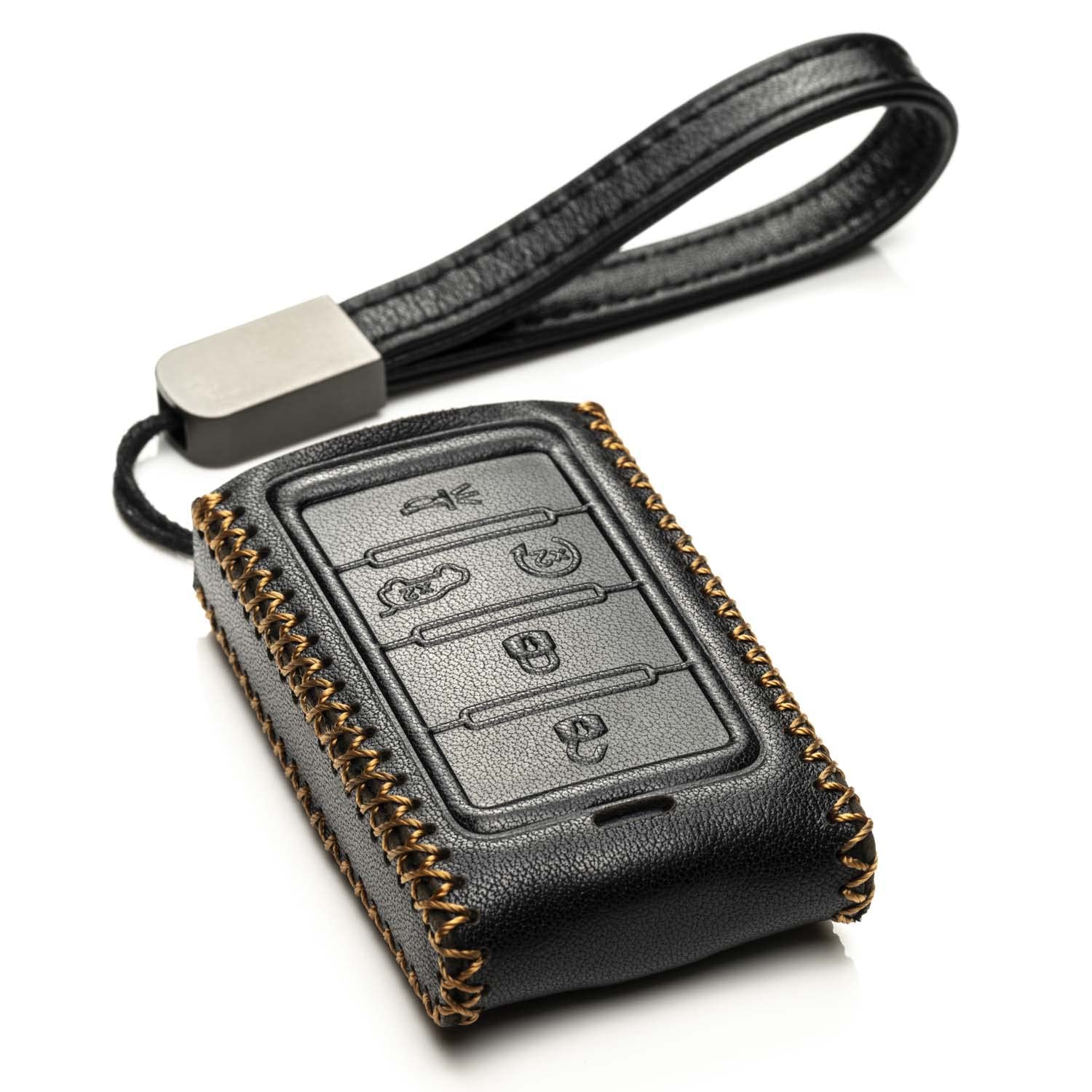 Vitodeco Genuine Leather Smart Key Fob Case Compatible With Jeep Wagoneer, Grand Wagoneer, Grand Cherokee 2022-2025 (5-Button, B