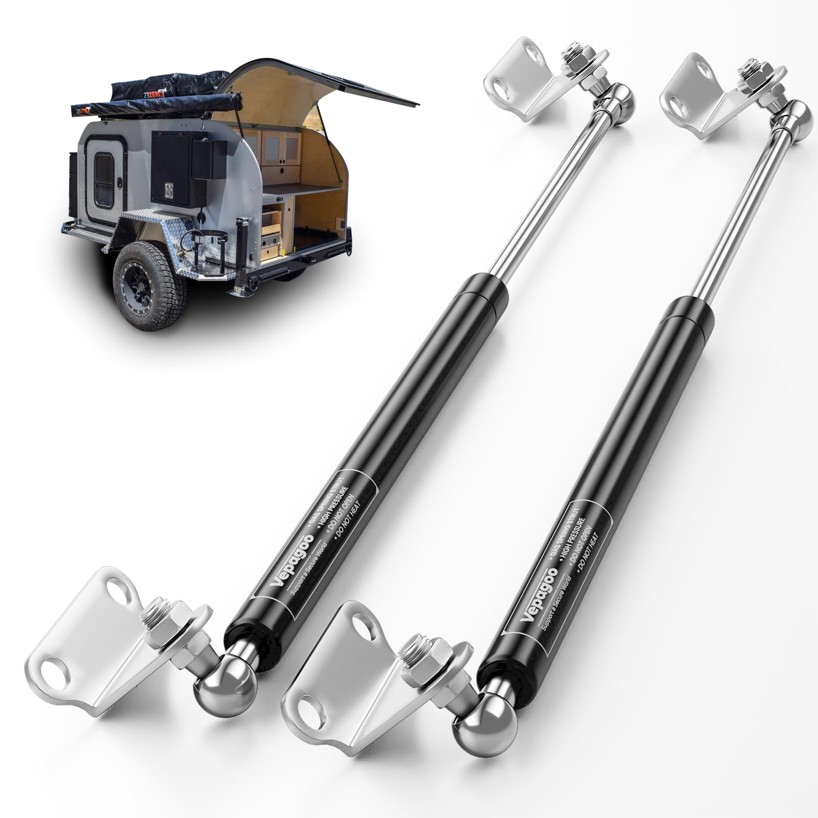 Vepagoo 28 Inch Gas Struts 200Lb/890N Shock With Mounting Brackets, Lift Supports For Rv Bed Storage Truck Bed Cover Basement Tr