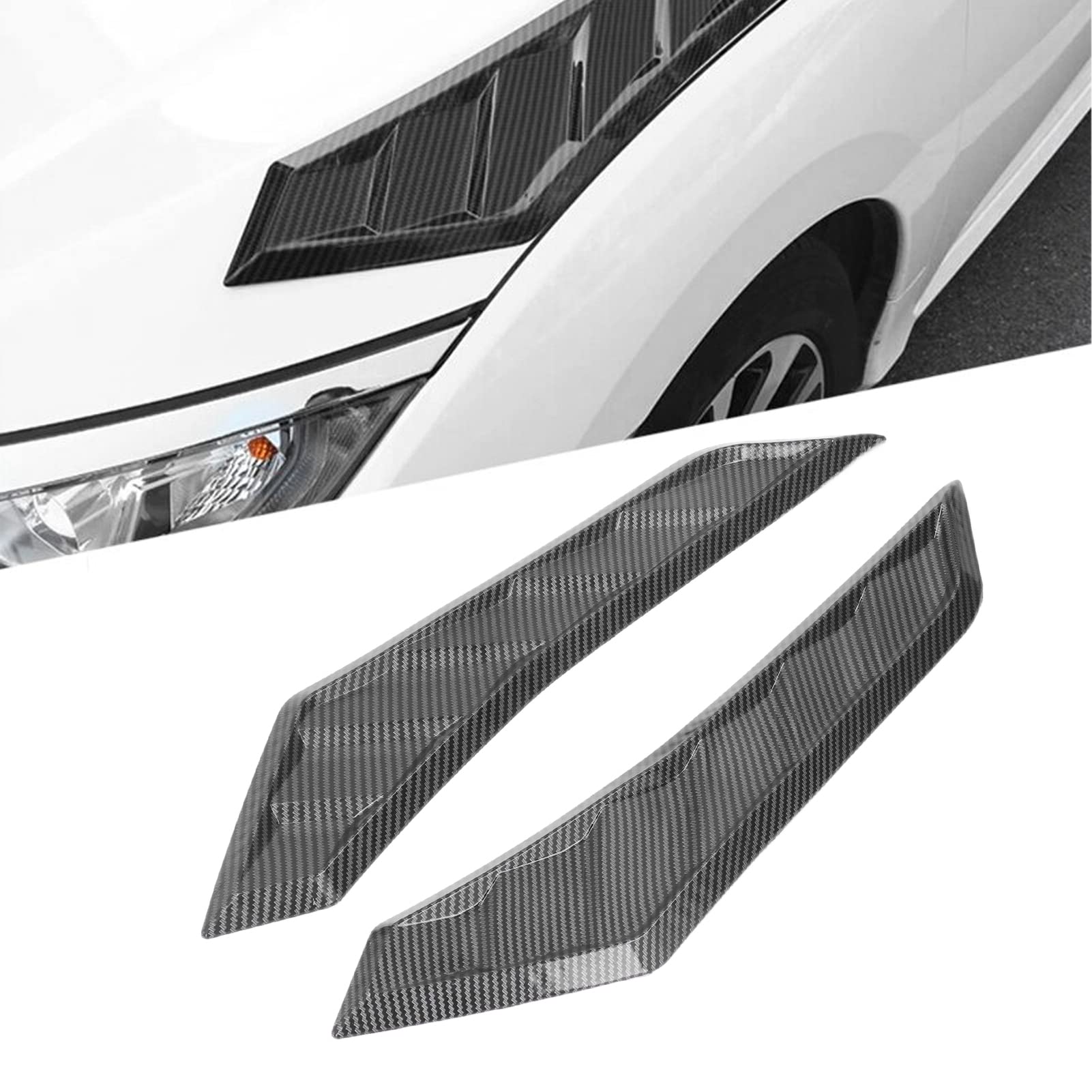 Fydun Hood Vents Bonnet Cover 2 Pcs Carbon Fiber Rubber Front Bonnet Vent Universal for Car