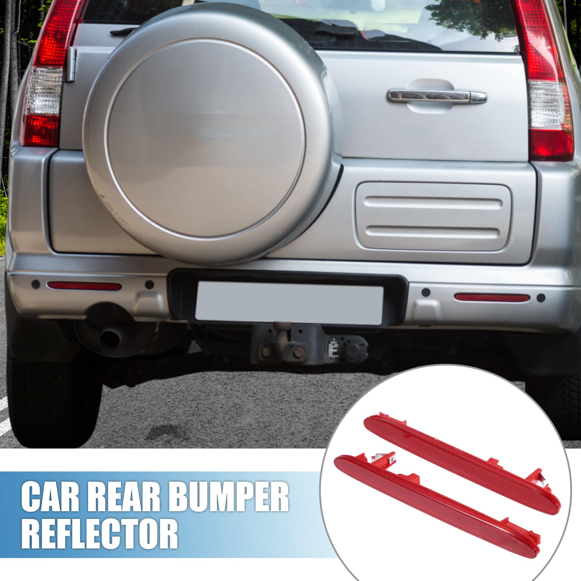 A ABSOPRO Car Rear Left Right Bumper Reflector 33555-SEA-013 33505-SEA-013 for Honda CR-V EX LX SE 2005-2006 Plastic Red (Set of