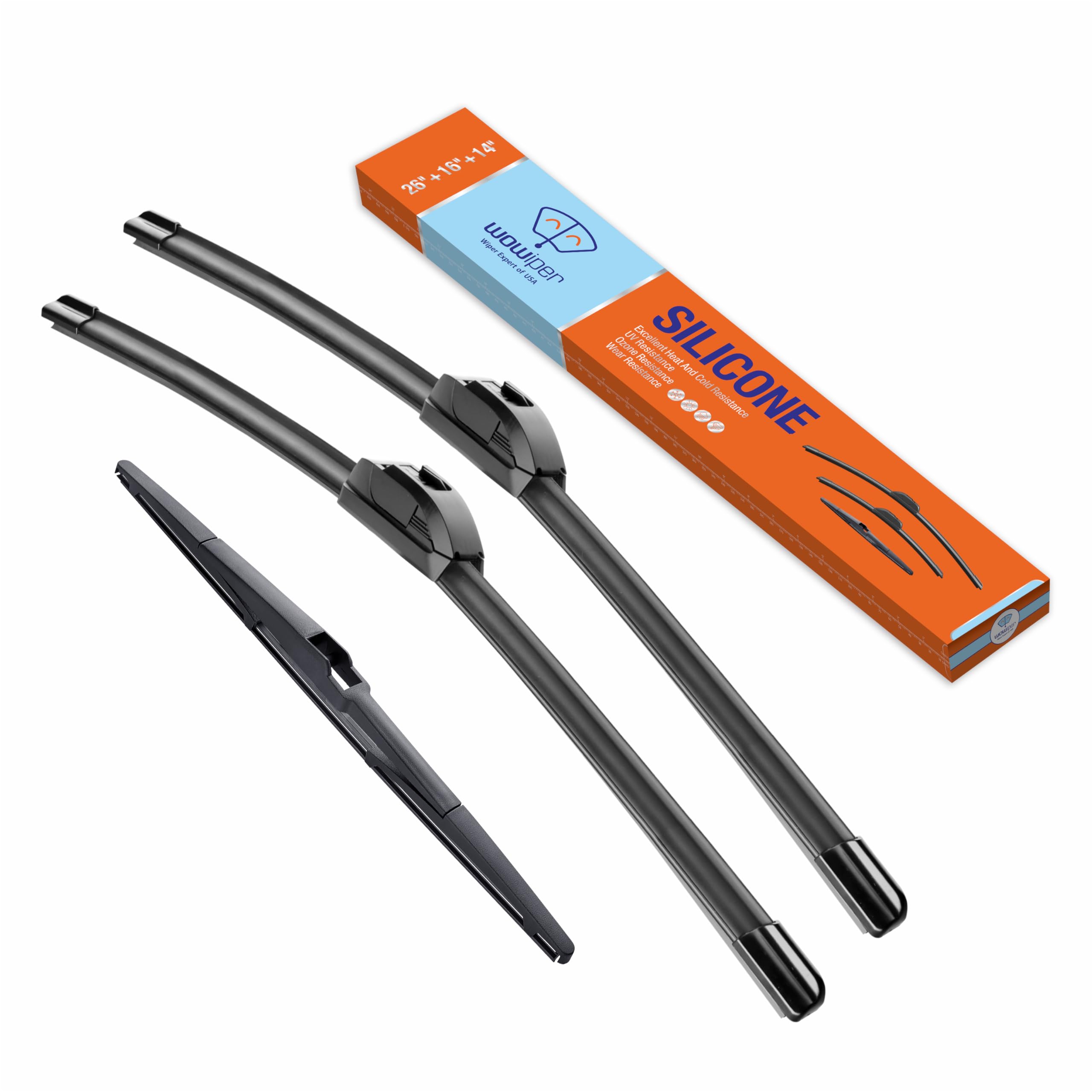 Wowiper Silicone Windshield Wiper Blades With Rear Wiper Blade For Hyundai Tucson 2016-2021/Mazda Cx-7 2007-2012, All-Season Aut